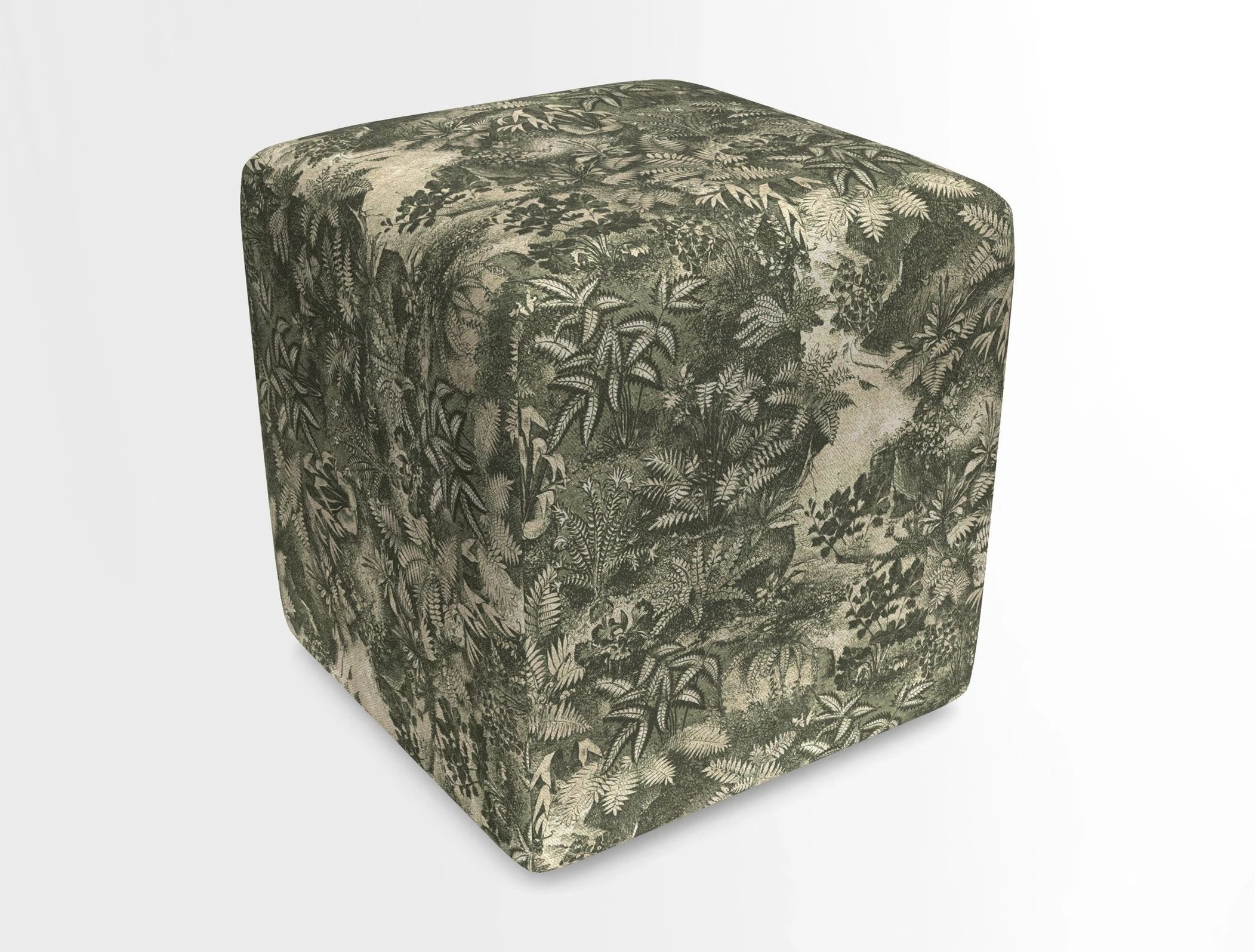 Cube Footstool in Peruvian homespun fabric