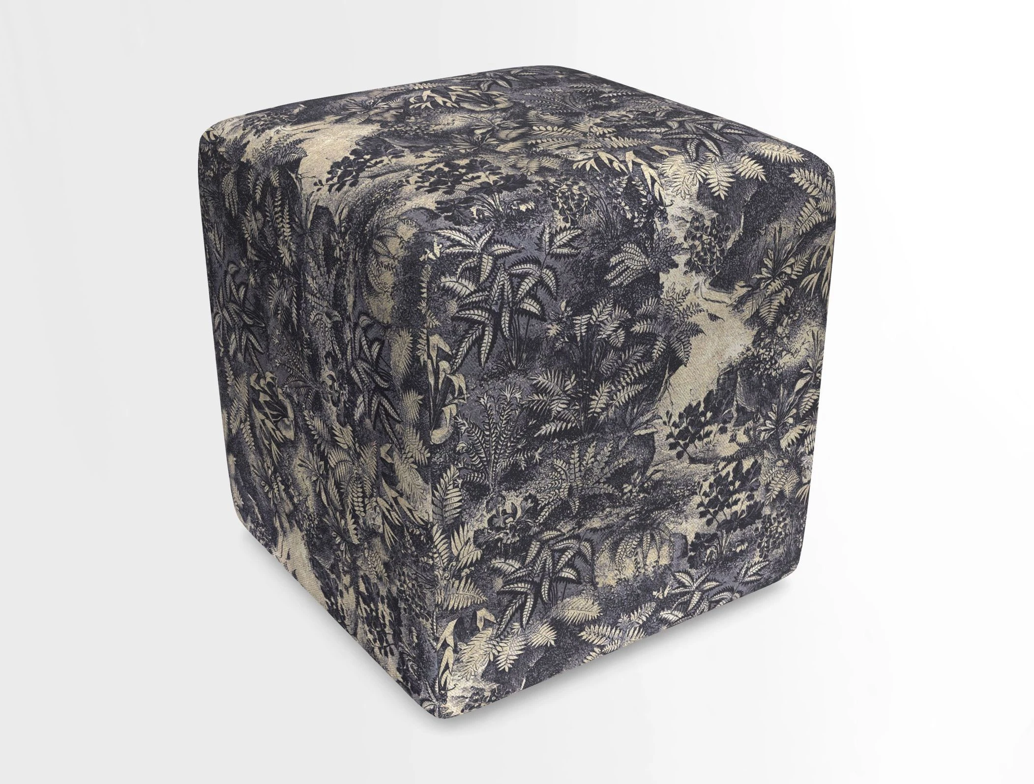 Cube Footstool in Peruvian homespun fabric