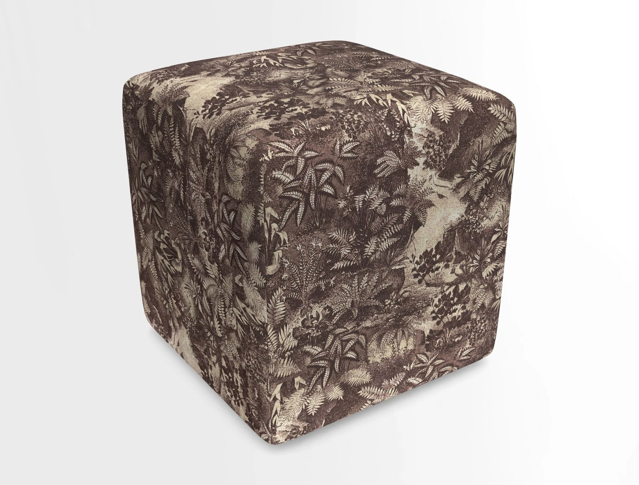 Cube Footstool in Peruvian homespun fabric
