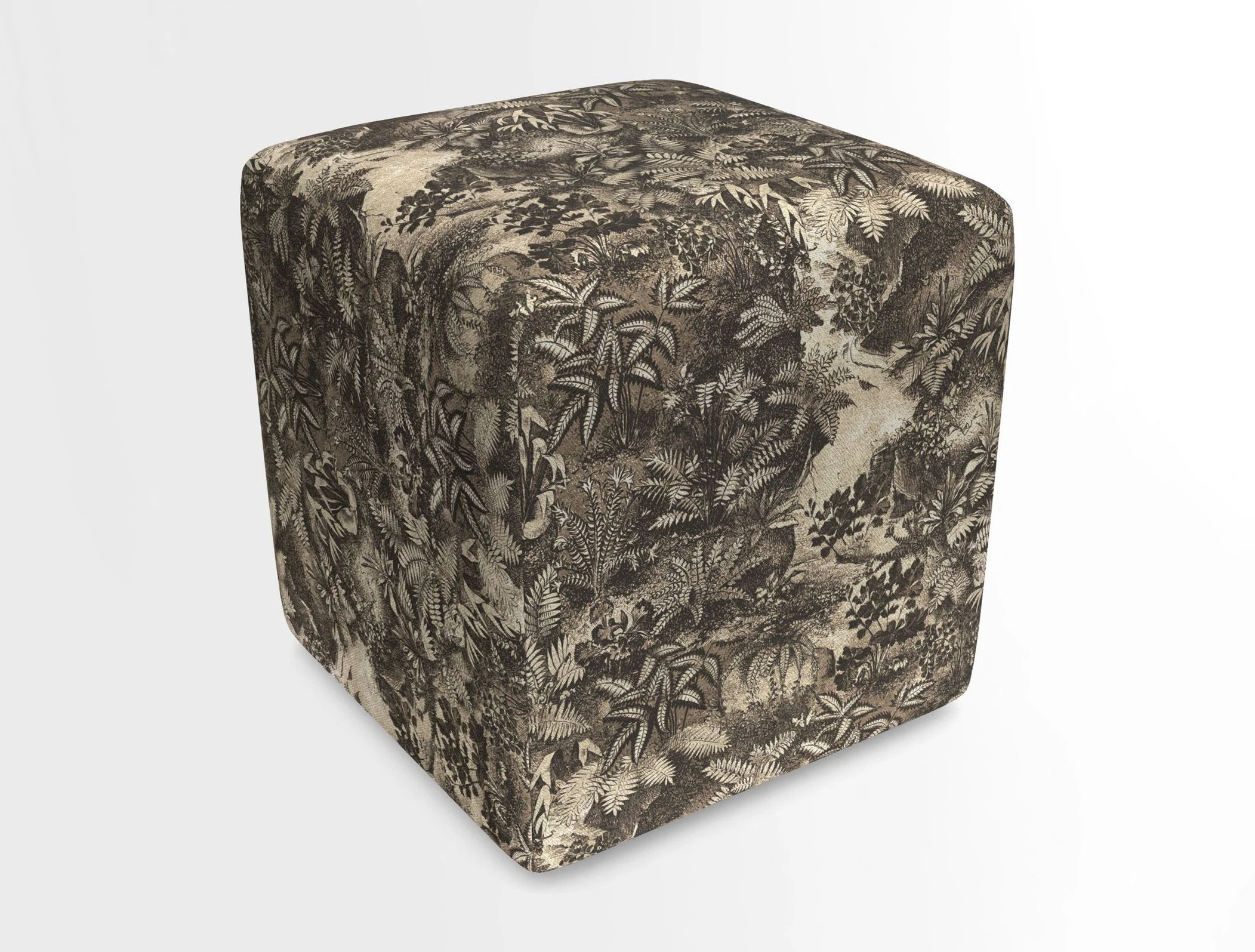 Cube Footstool in Peruvian homespun fabric