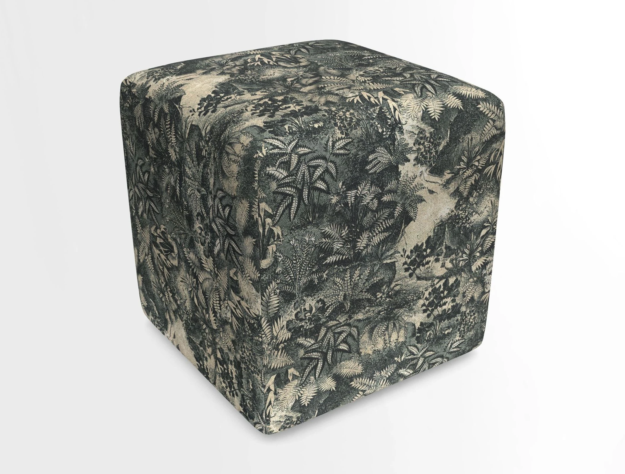 Cube Footstool in Peruvian homespun fabric