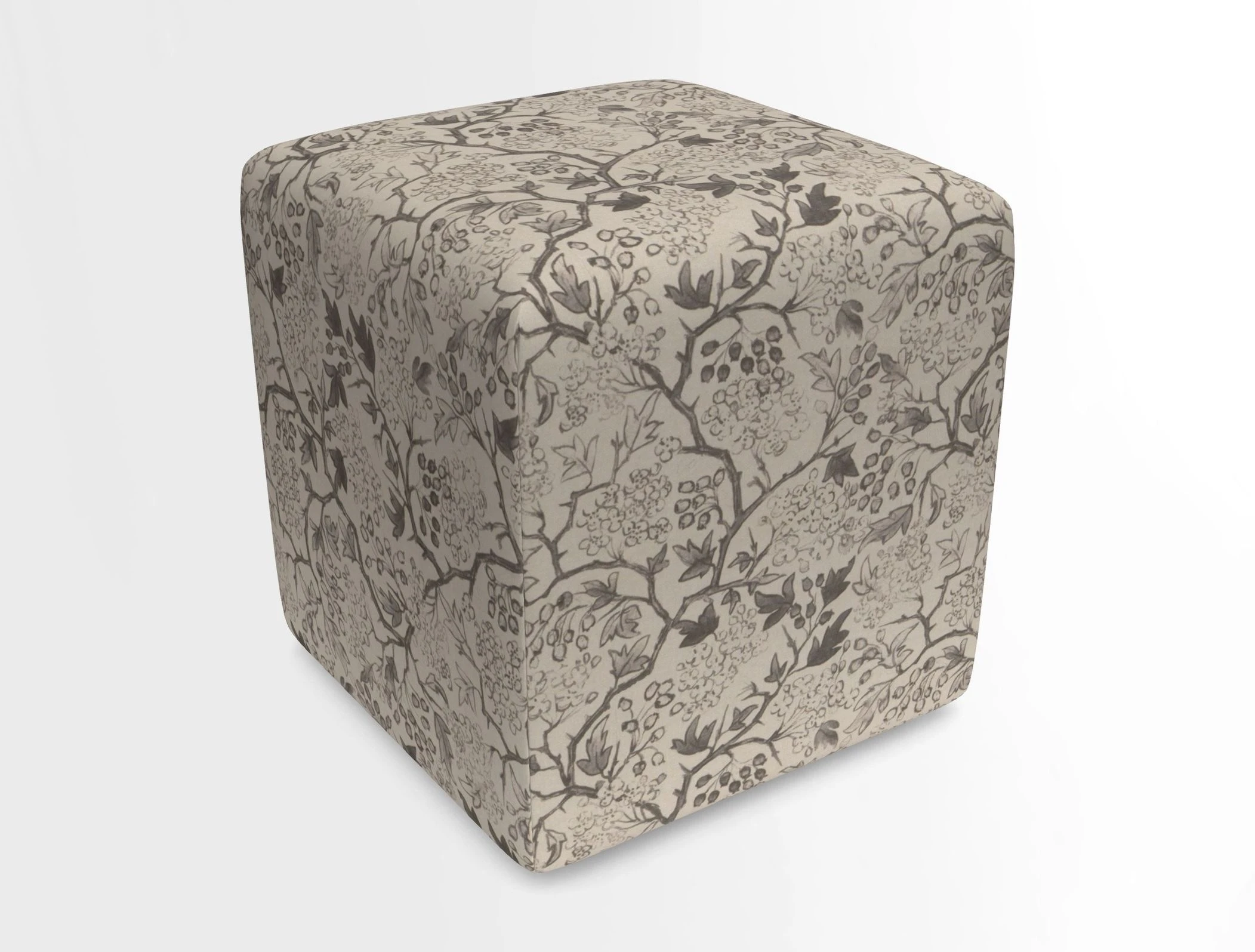Cube Footstool in Peruvian homespun fabric