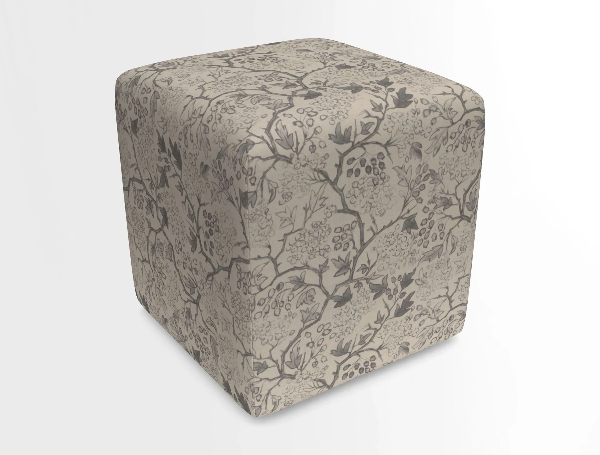 Cube Footstool in Peruvian homespun fabric