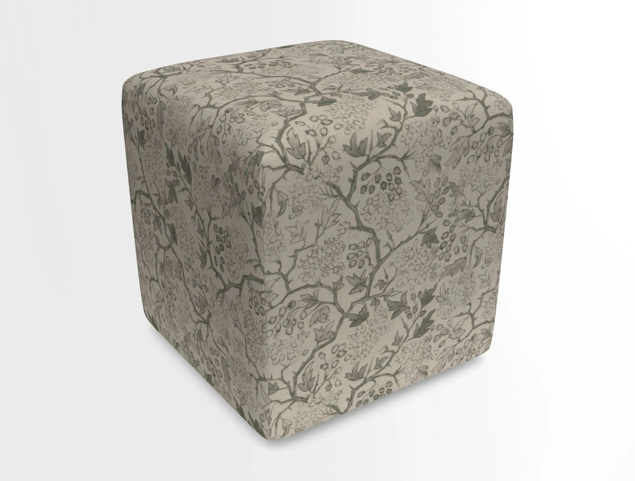 Cube Footstool in Peruvian homespun fabric