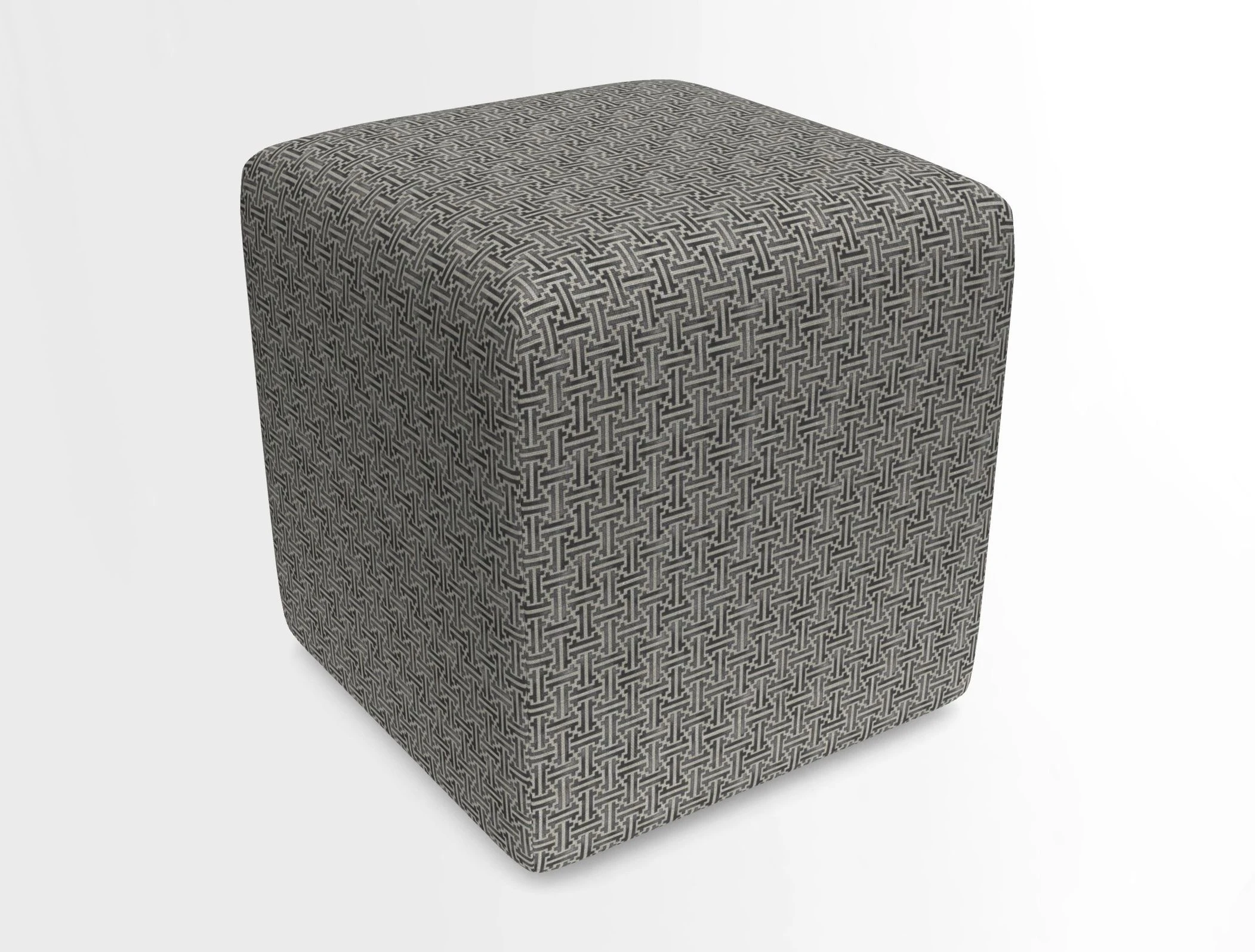 Cube Footstool in Peruvian homespun fabric