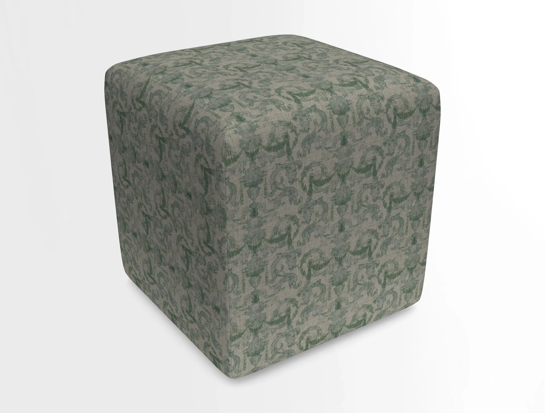 Cube Footstool in Peruvian homespun fabric