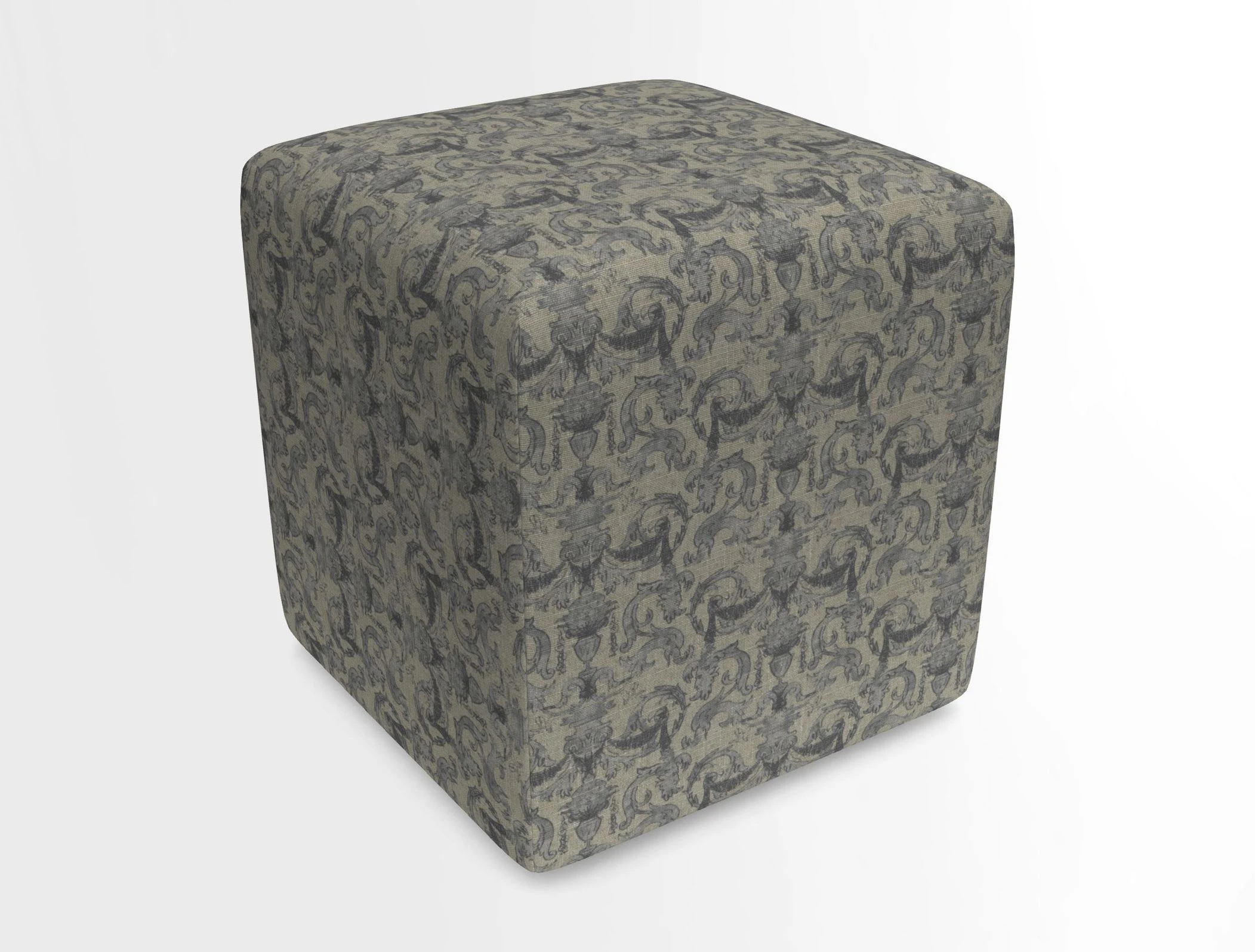 Cube Footstool in Peruvian homespun fabric