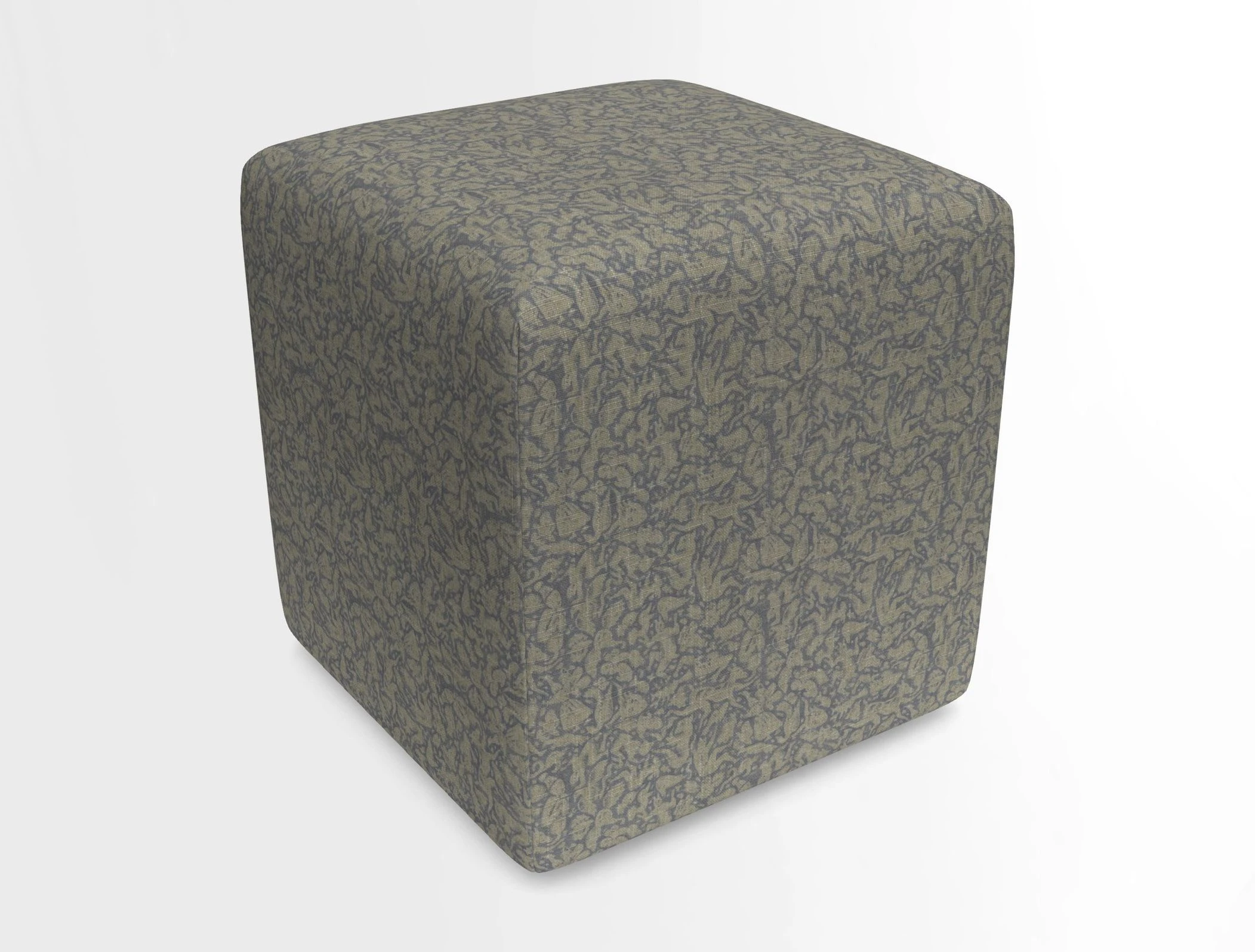 Cube Footstool in Peruvian homespun fabric