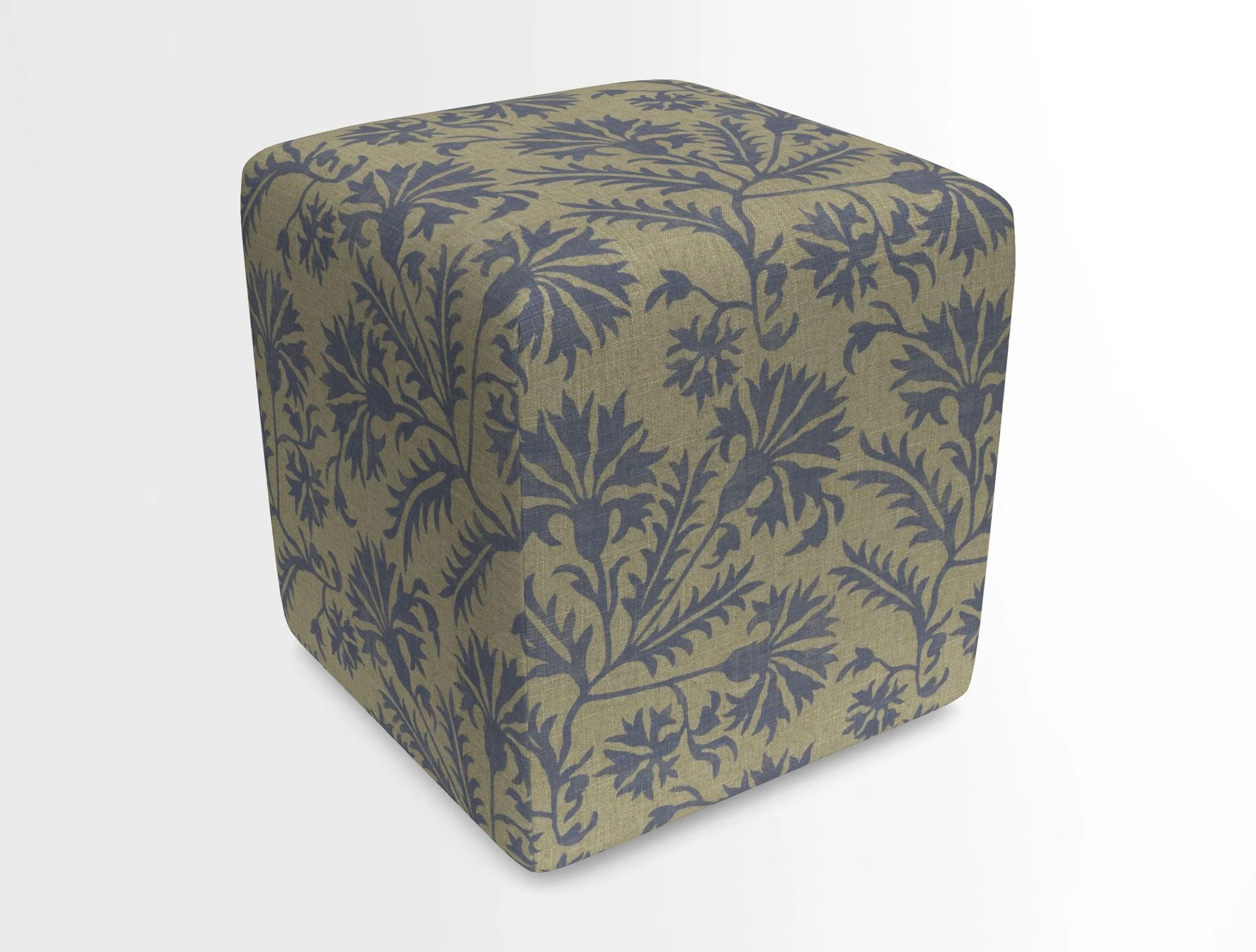 Cube Footstool in Peruvian homespun fabric