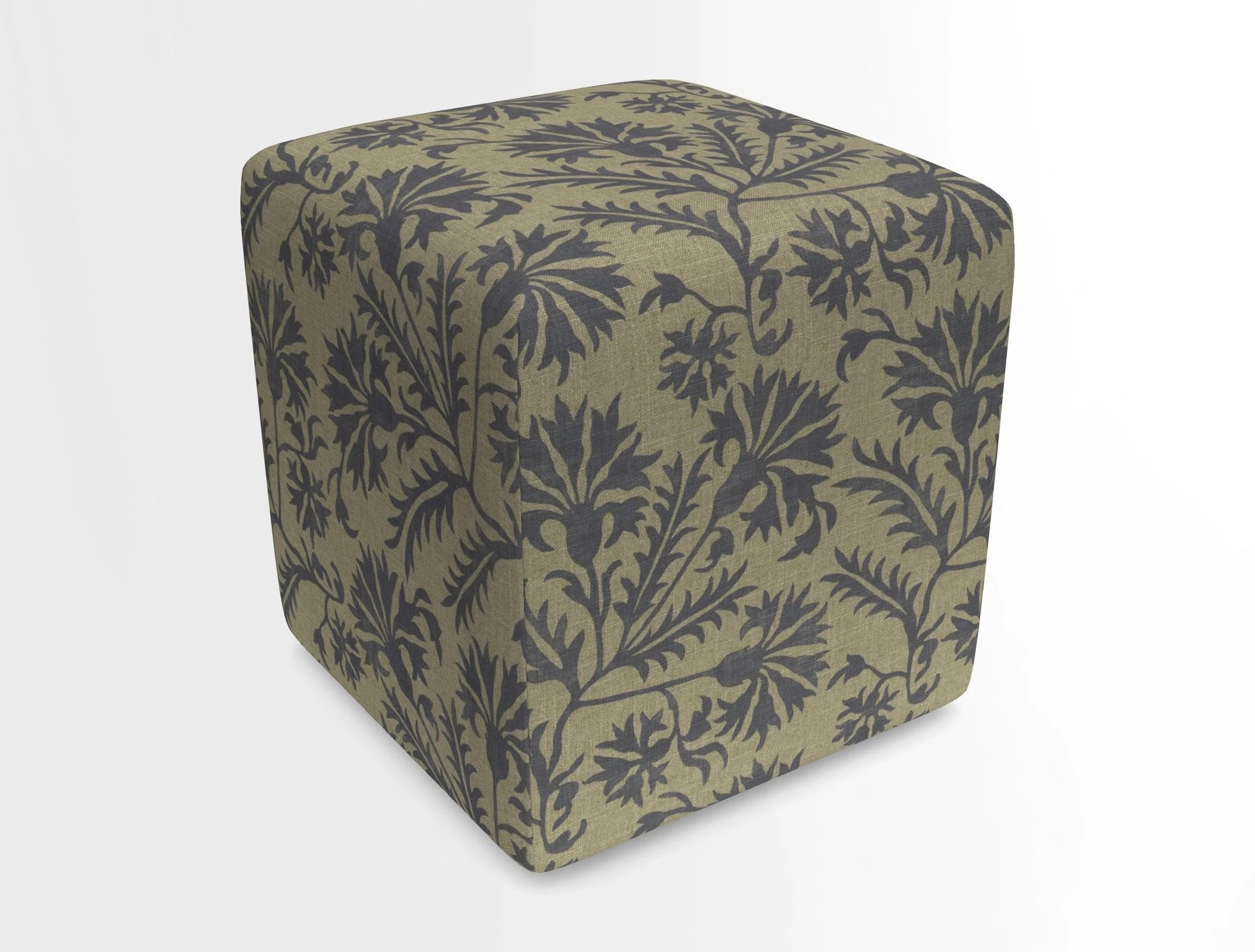 Cube Footstool in Peruvian homespun fabric