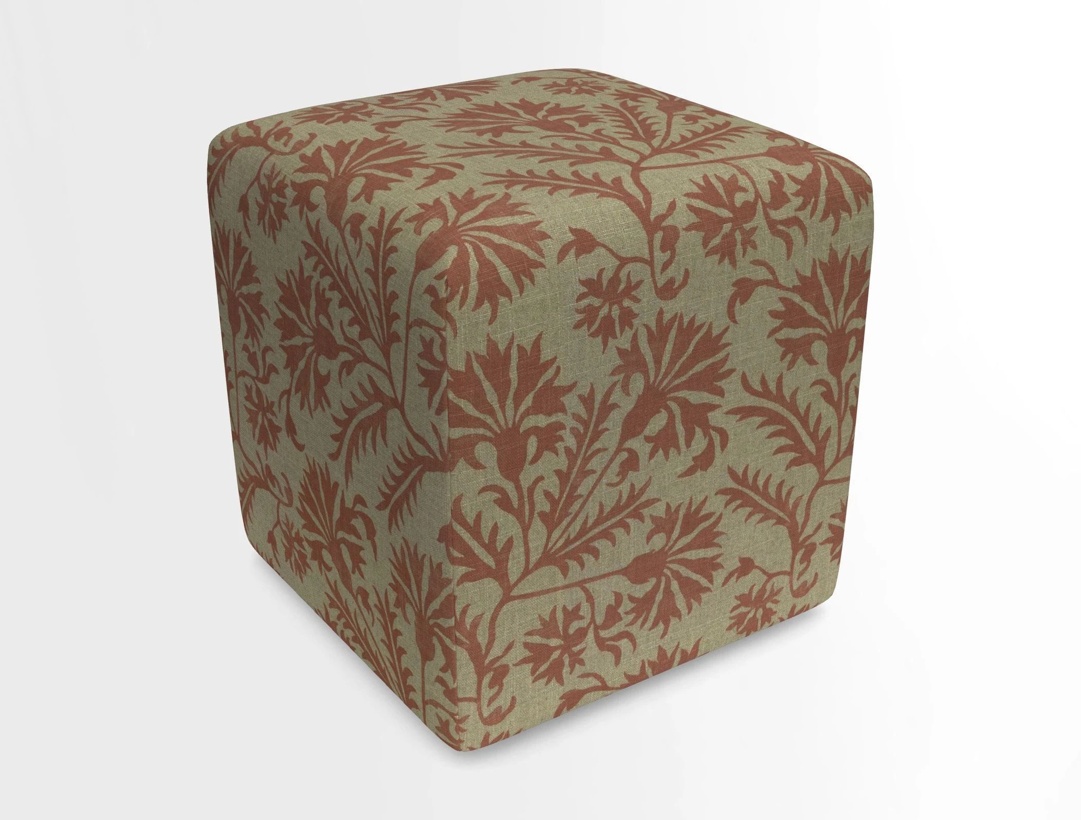 Cube Footstool in Peruvian homespun fabric