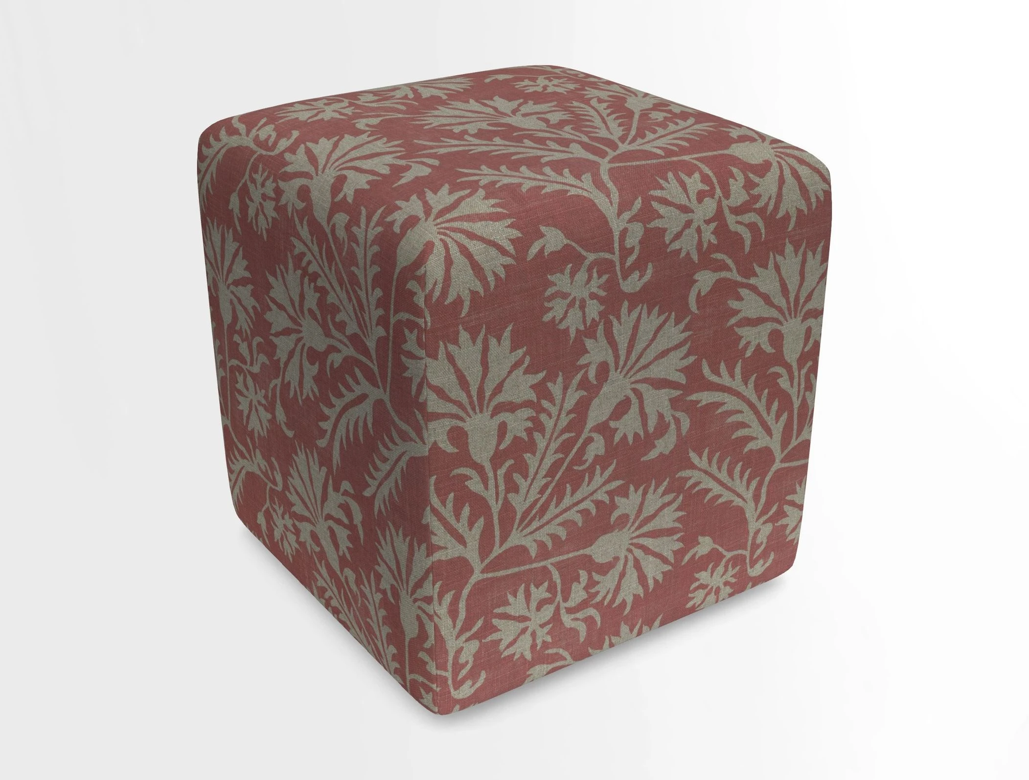 Cube Footstool in Peruvian homespun fabric
