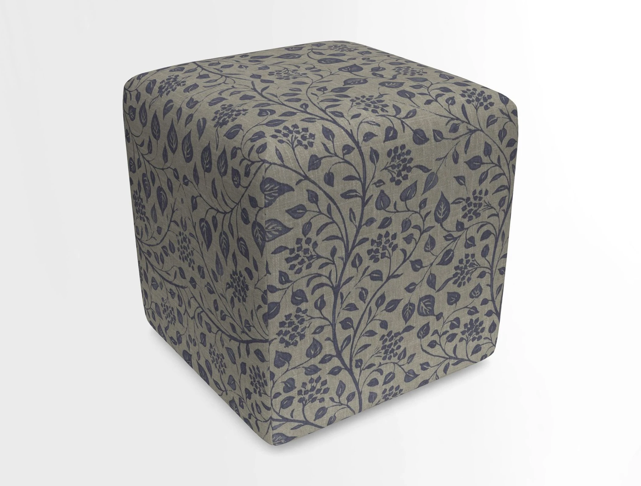 Cube Footstool in Peruvian homespun fabric