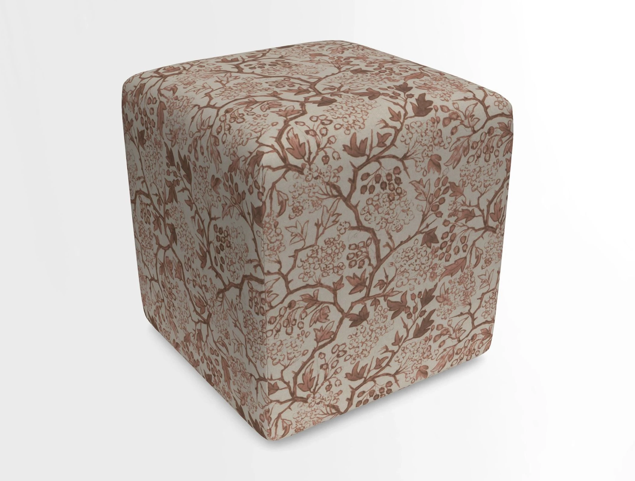 Cube Footstool in Peruvian homespun fabric