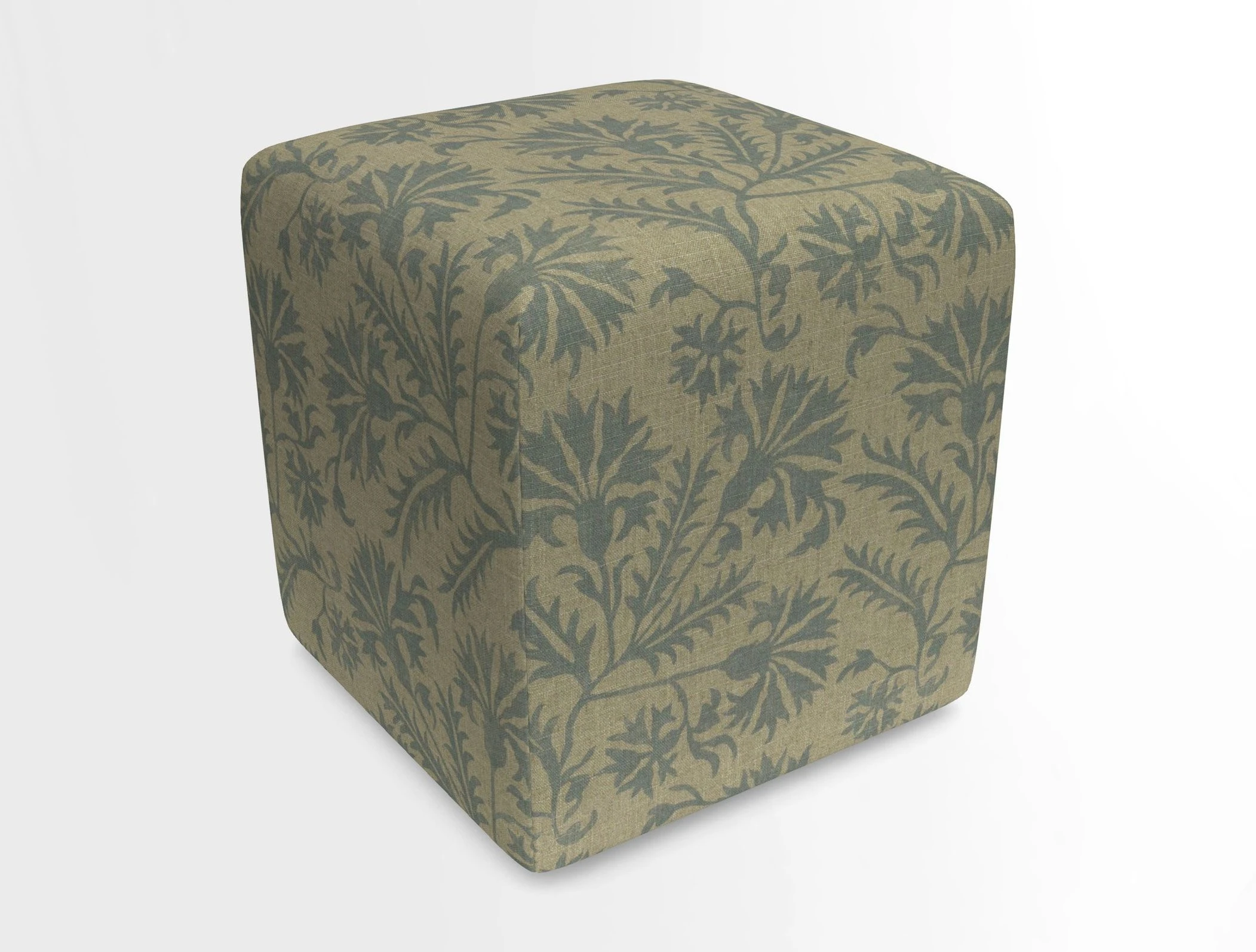 Cube Footstool in Peruvian homespun fabric