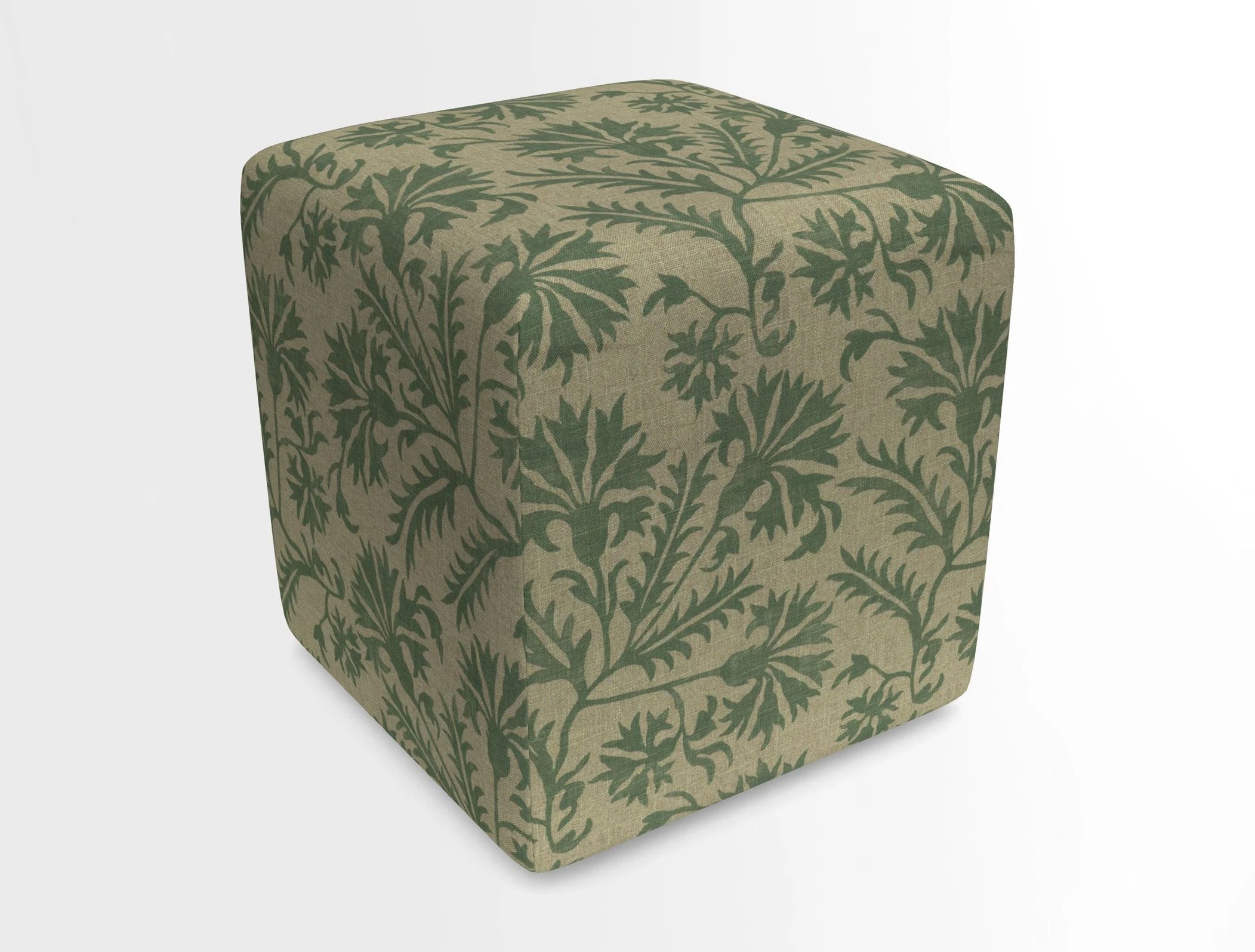 Cube Footstool in Peruvian homespun fabric