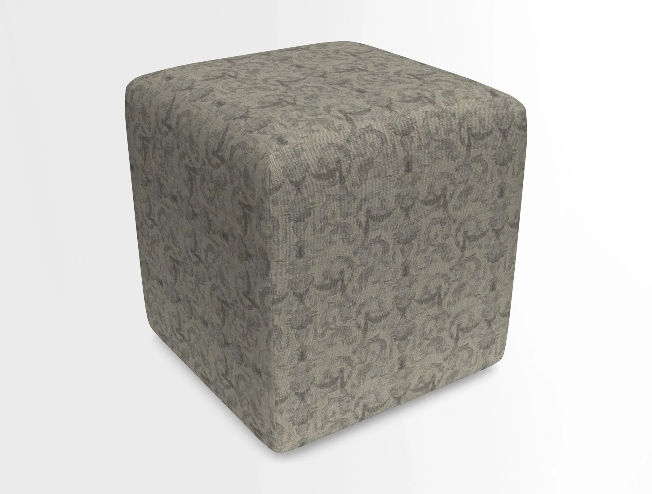 Cube Footstool in Peruvian homespun fabric
