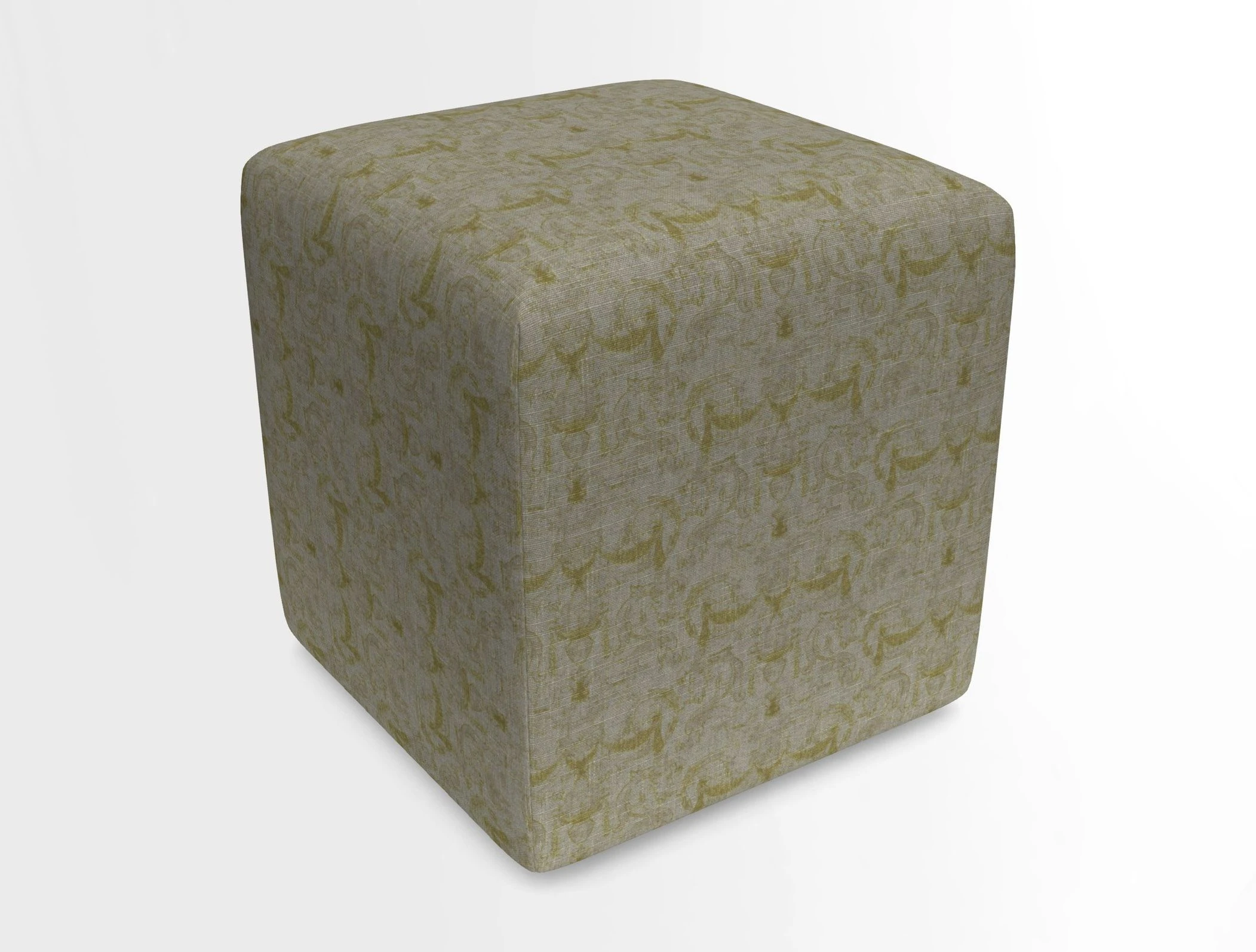 Cube Footstool in Peruvian homespun fabric