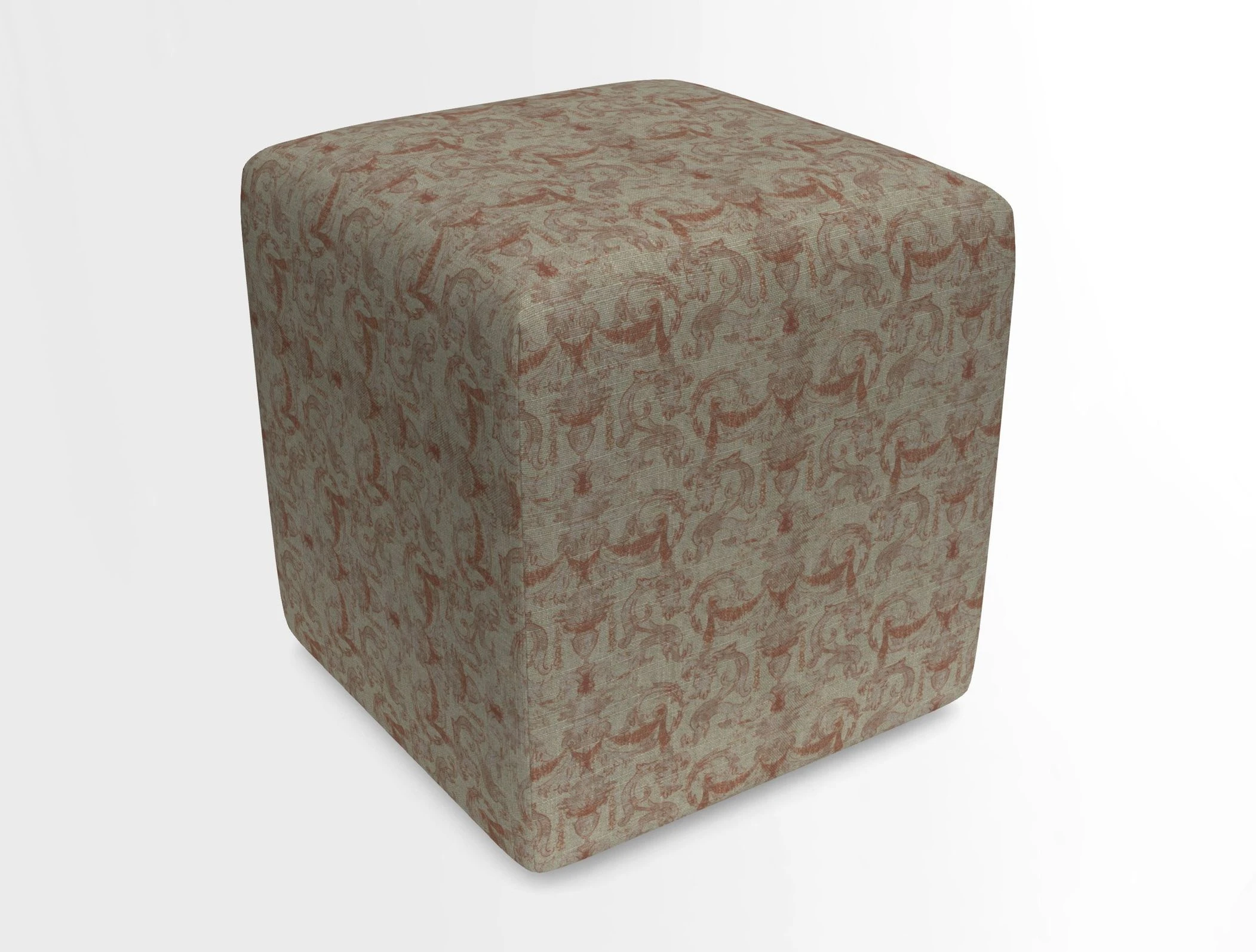 Cube Footstool in Peruvian homespun fabric