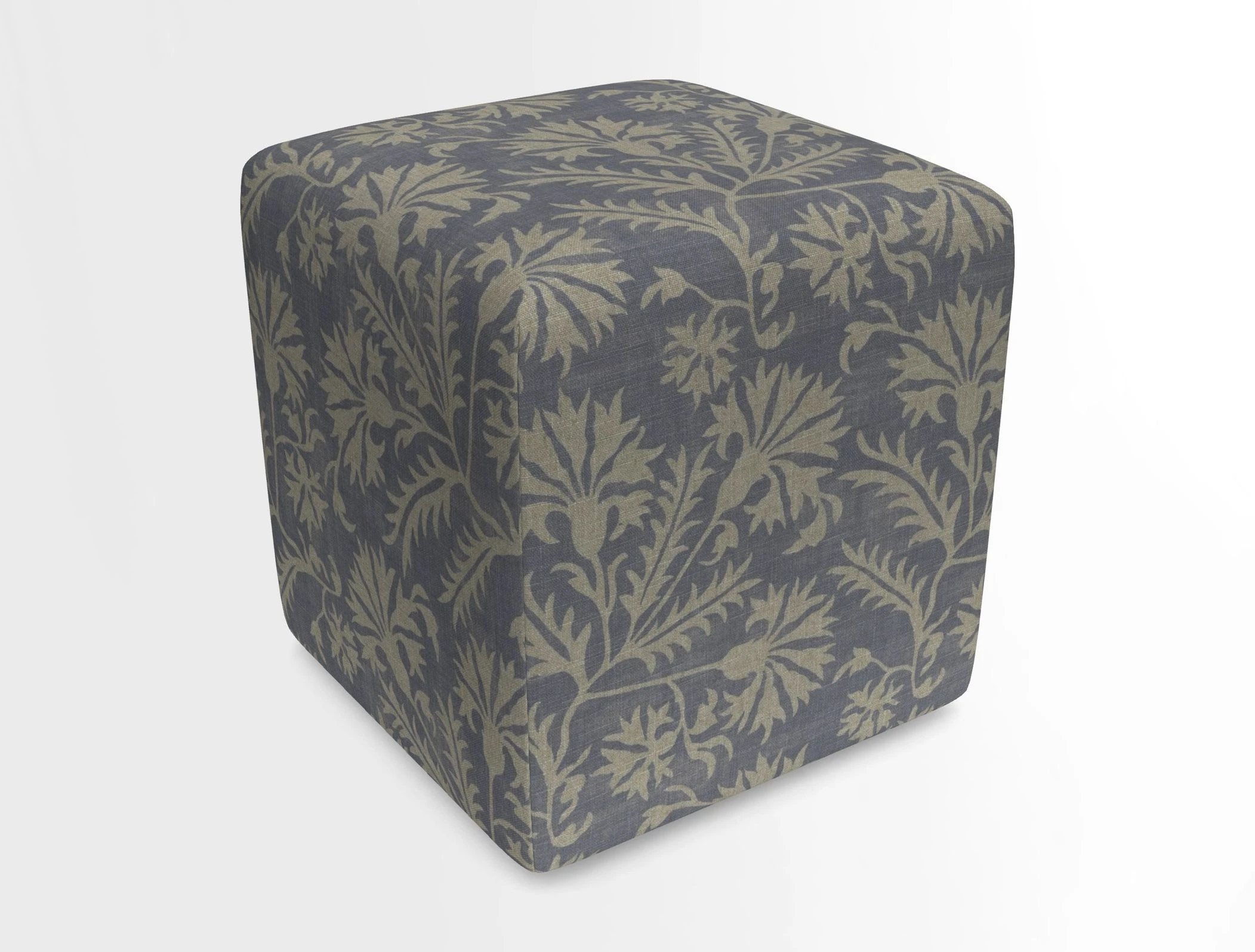 Cube Footstool in Peruvian homespun fabric