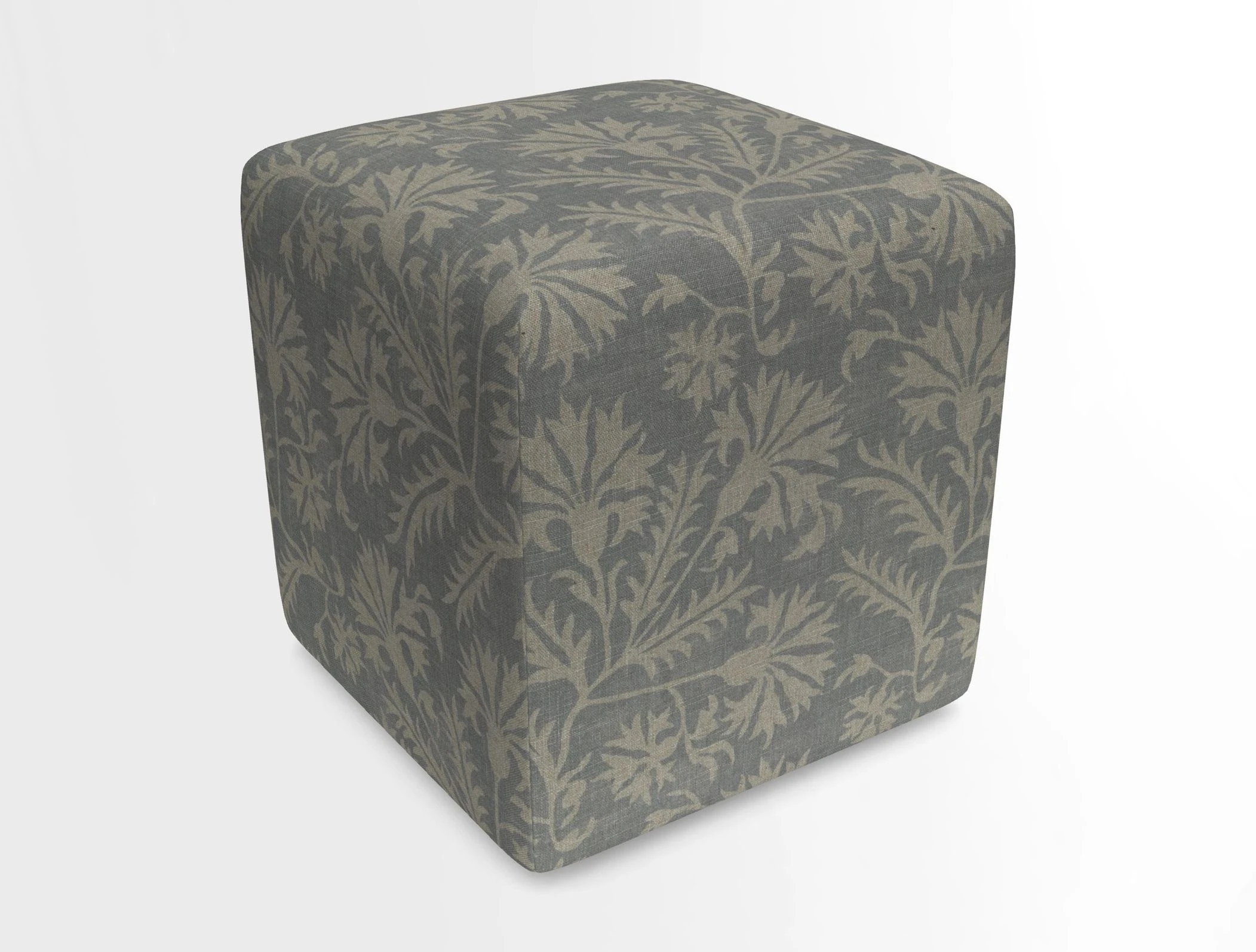 Cube Footstool in Peruvian homespun fabric