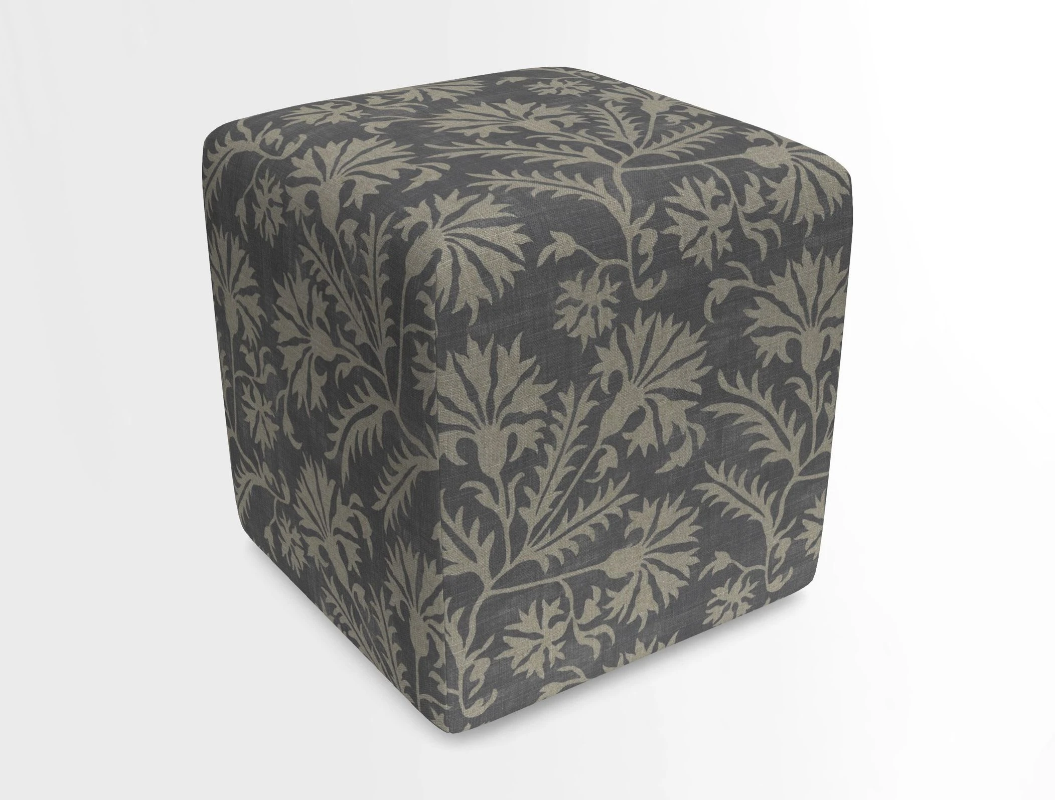 Cube Footstool in Peruvian homespun fabric