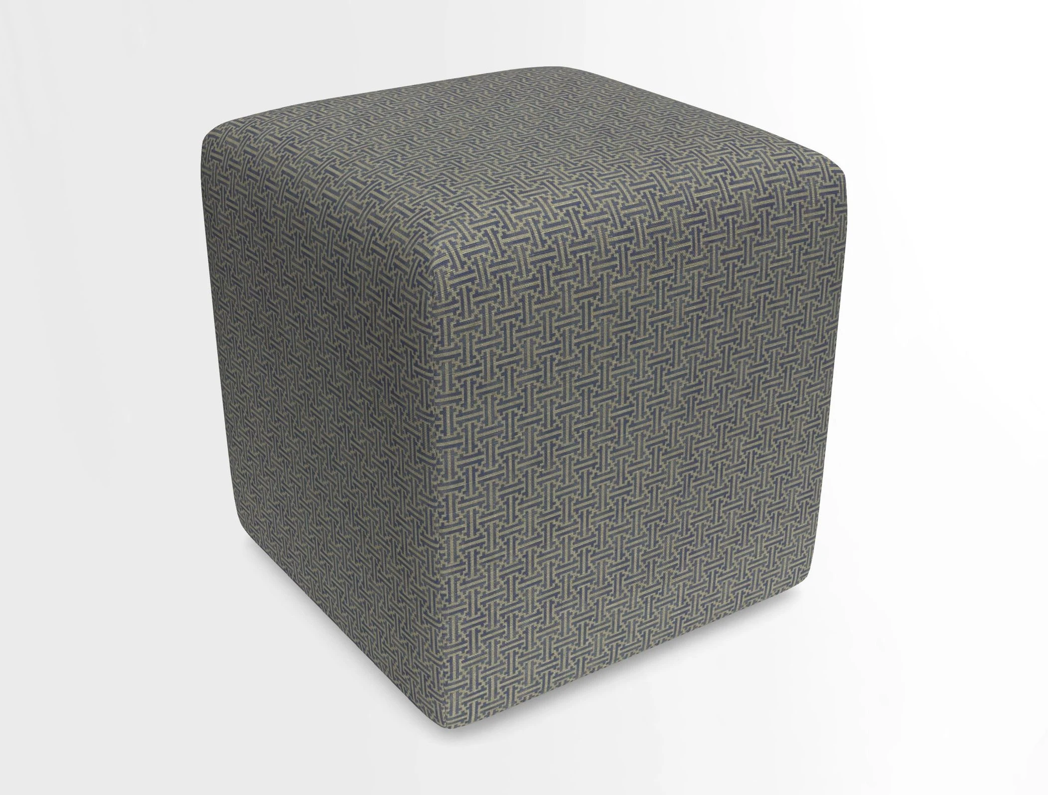 Cube Footstool in Peruvian homespun fabric