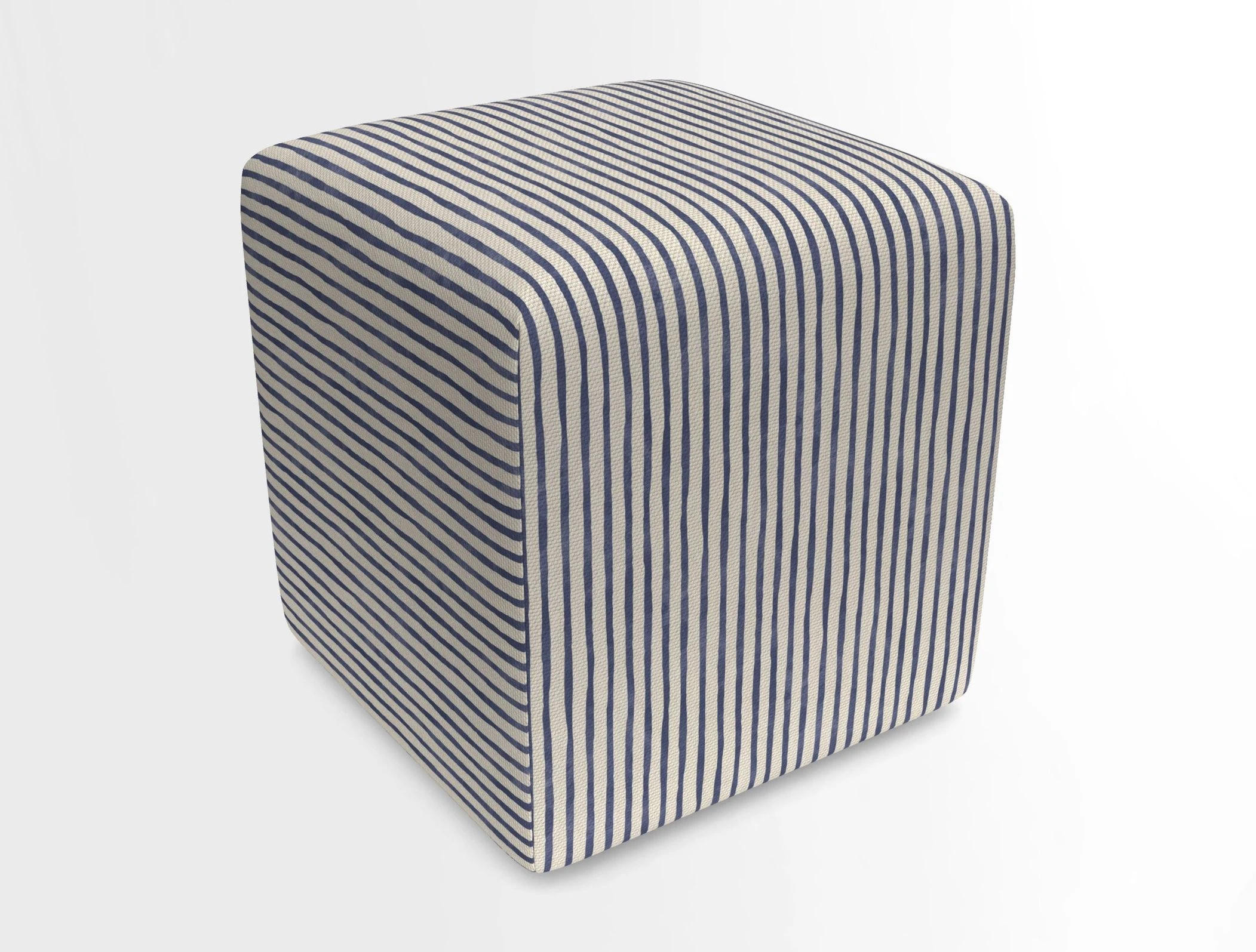 Cube Footstool in Peruvian homespun fabric