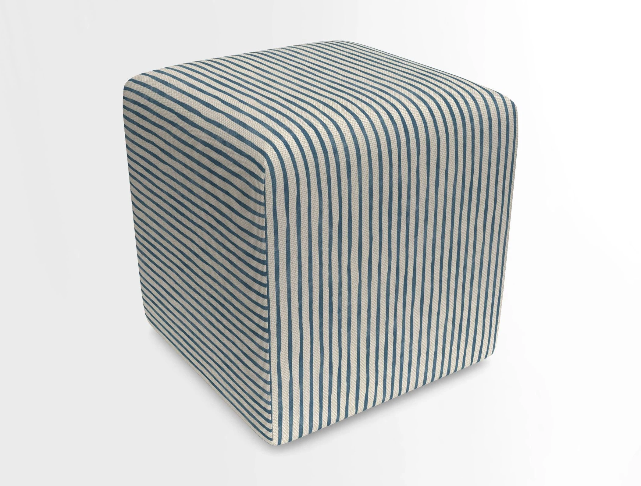 Cube Footstool in Peruvian homespun fabric