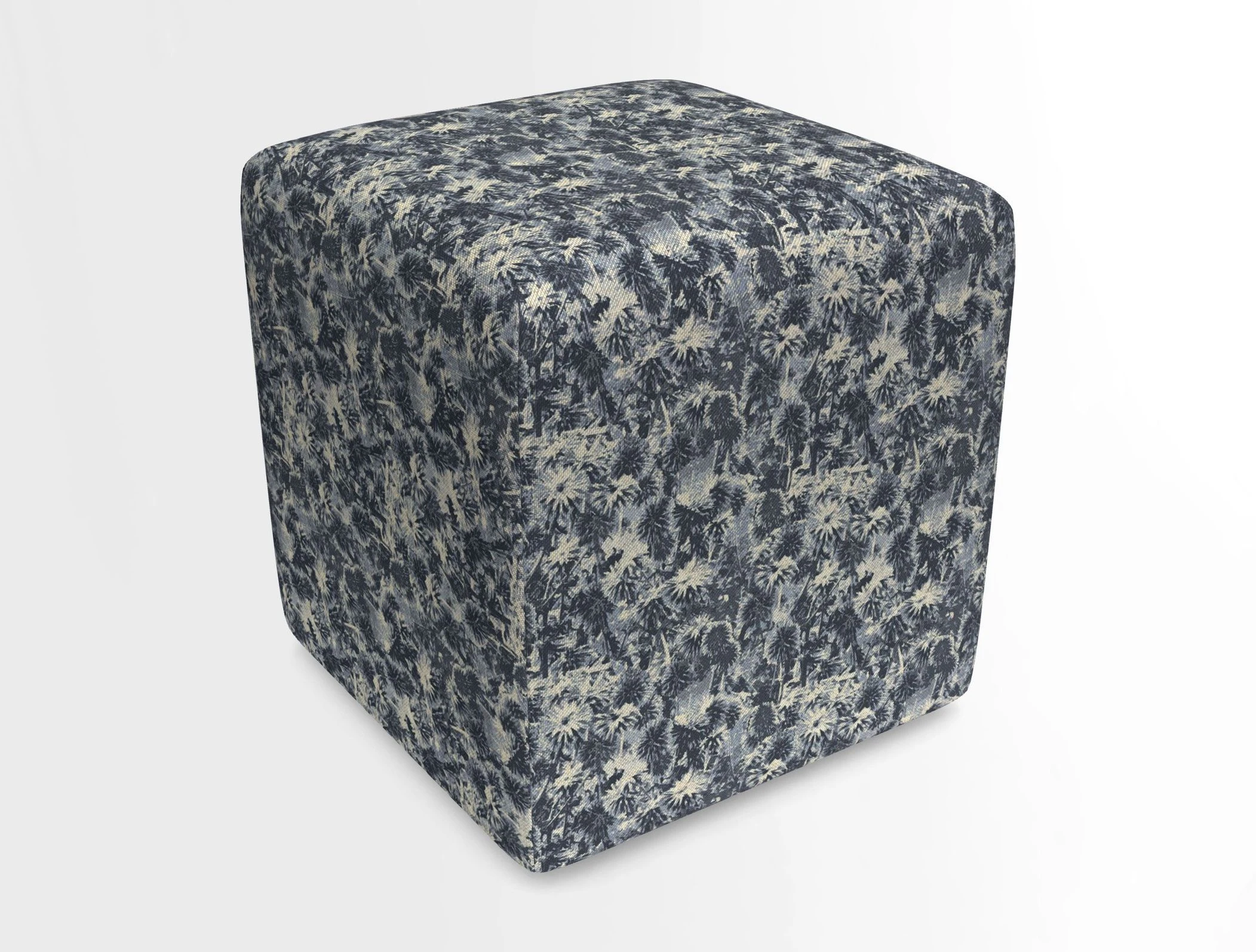 Cube Footstool in Peruvian homespun fabric