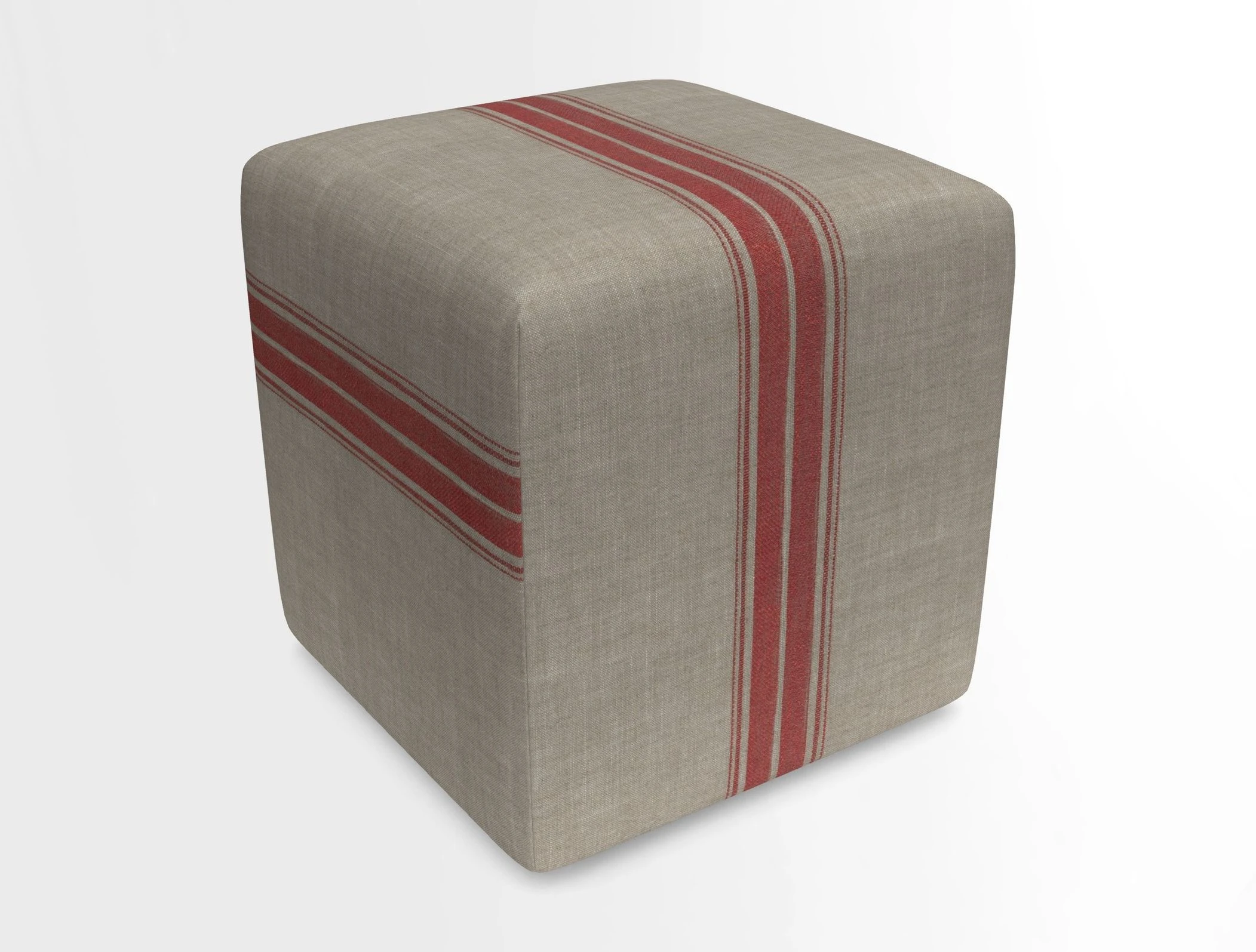 Cube Footstool in Peruvian homespun fabric