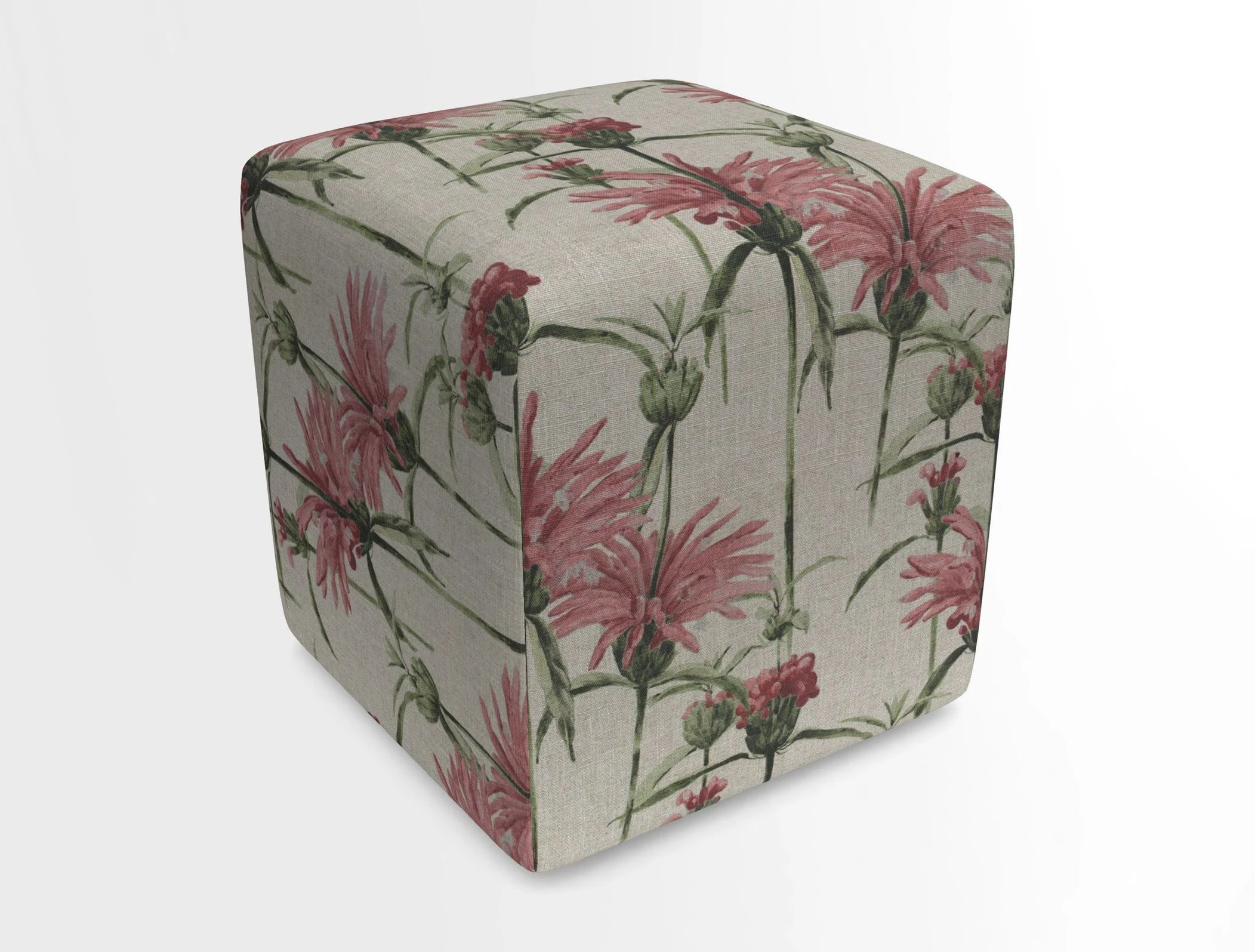 Cube Footstool in Peruvian homespun fabric