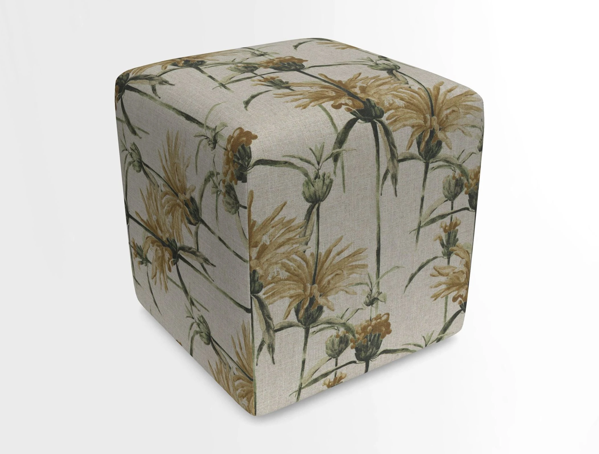 Cube Footstool in Peruvian homespun fabric