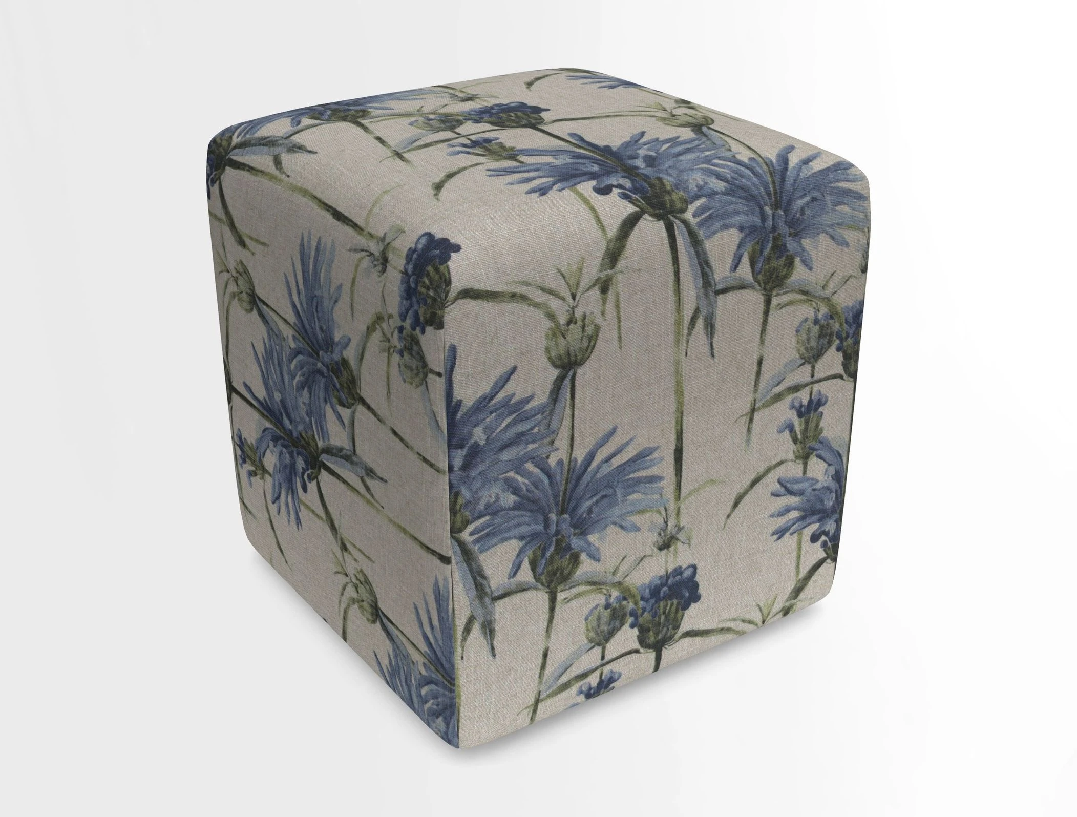 Cube Footstool in Peruvian homespun fabric