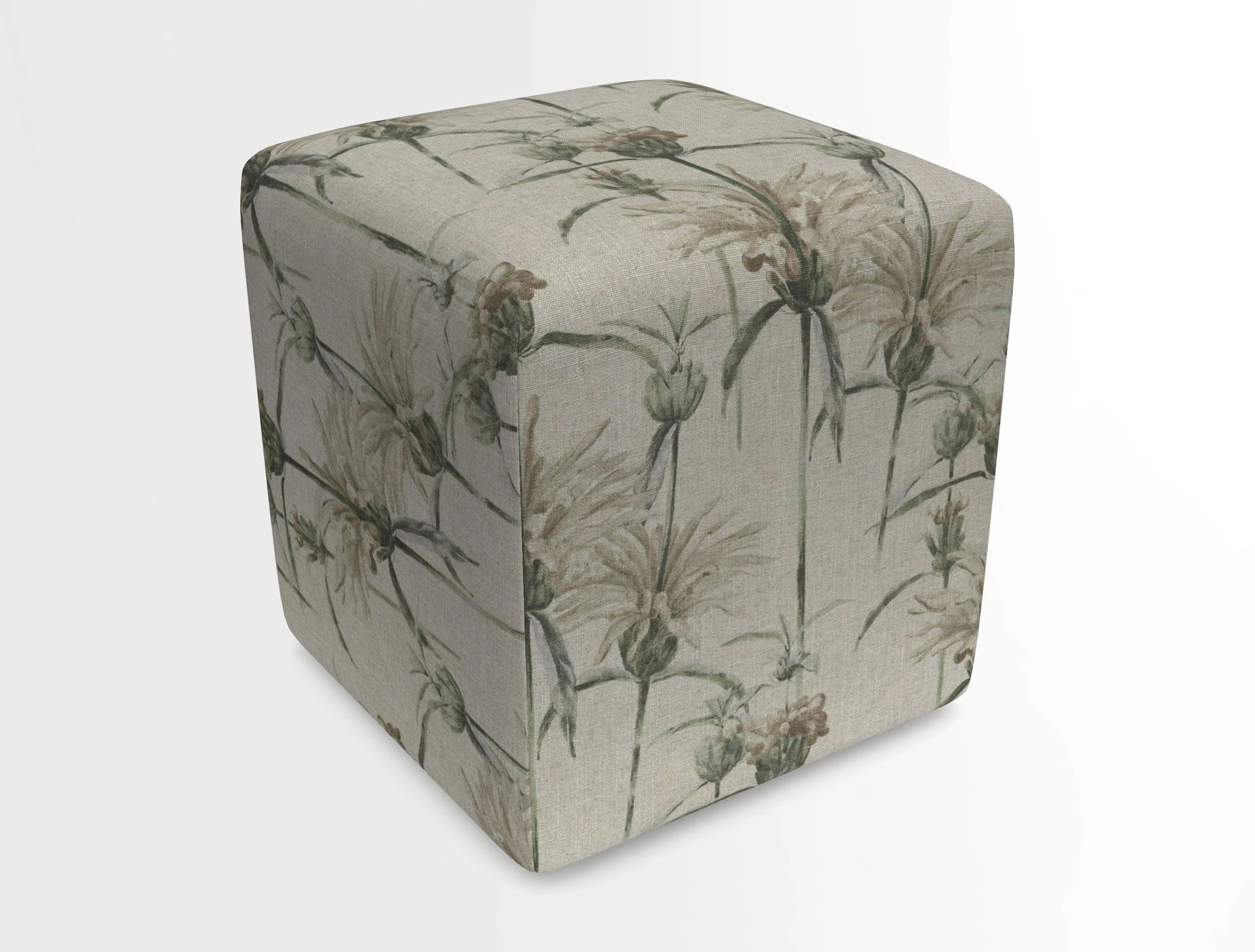 Cube Footstool in Peruvian homespun fabric