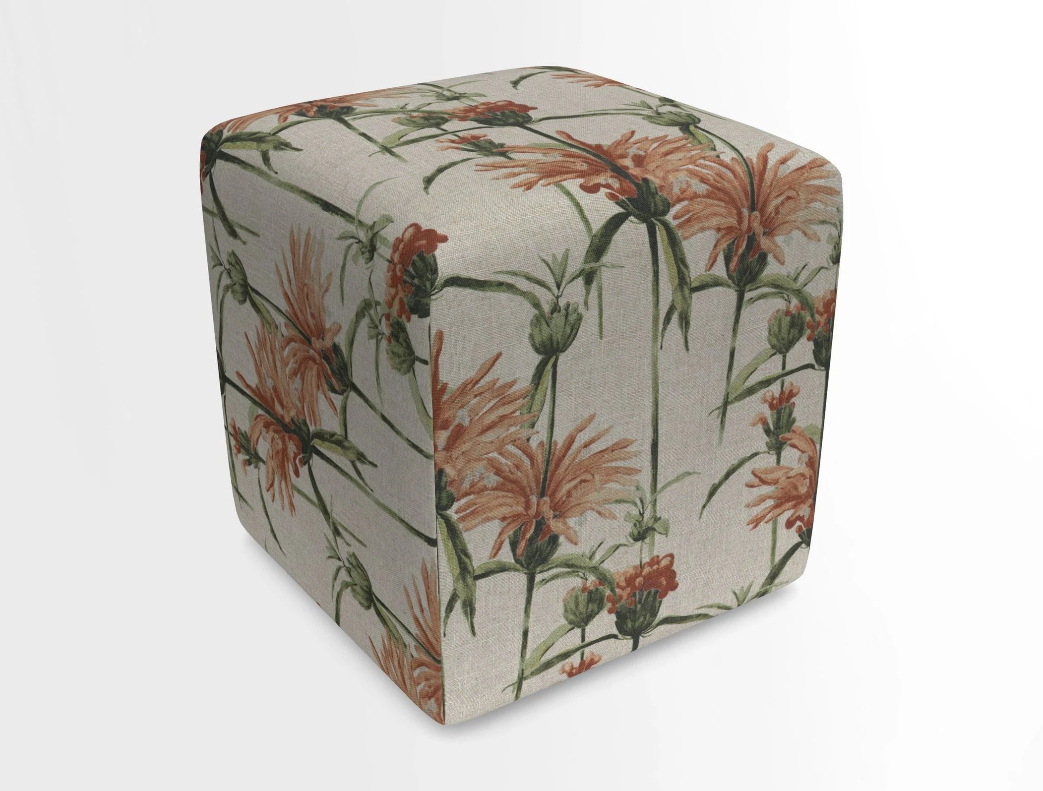Cube Footstool in Peruvian homespun fabric