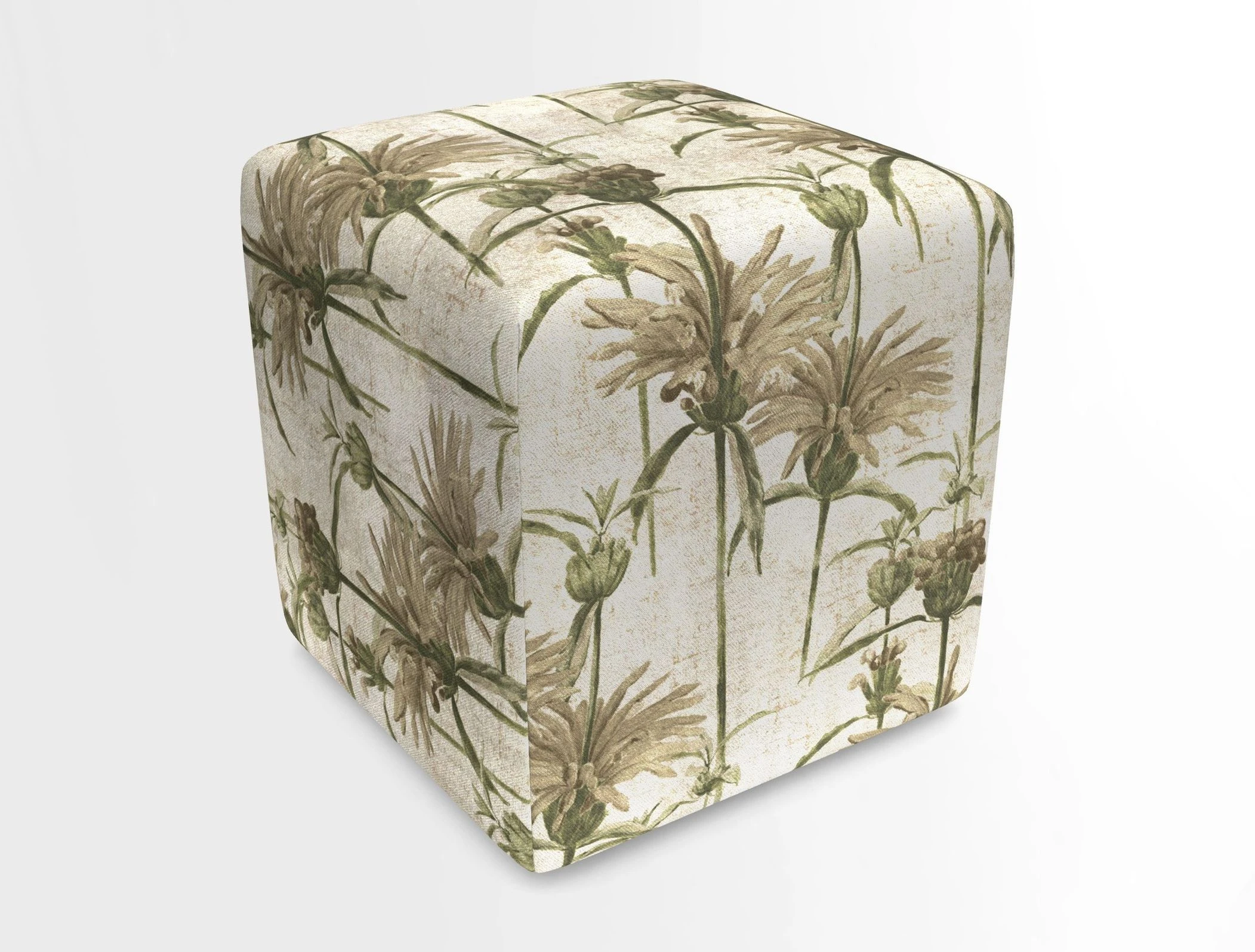 Cube Footstool in Peruvian homespun fabric