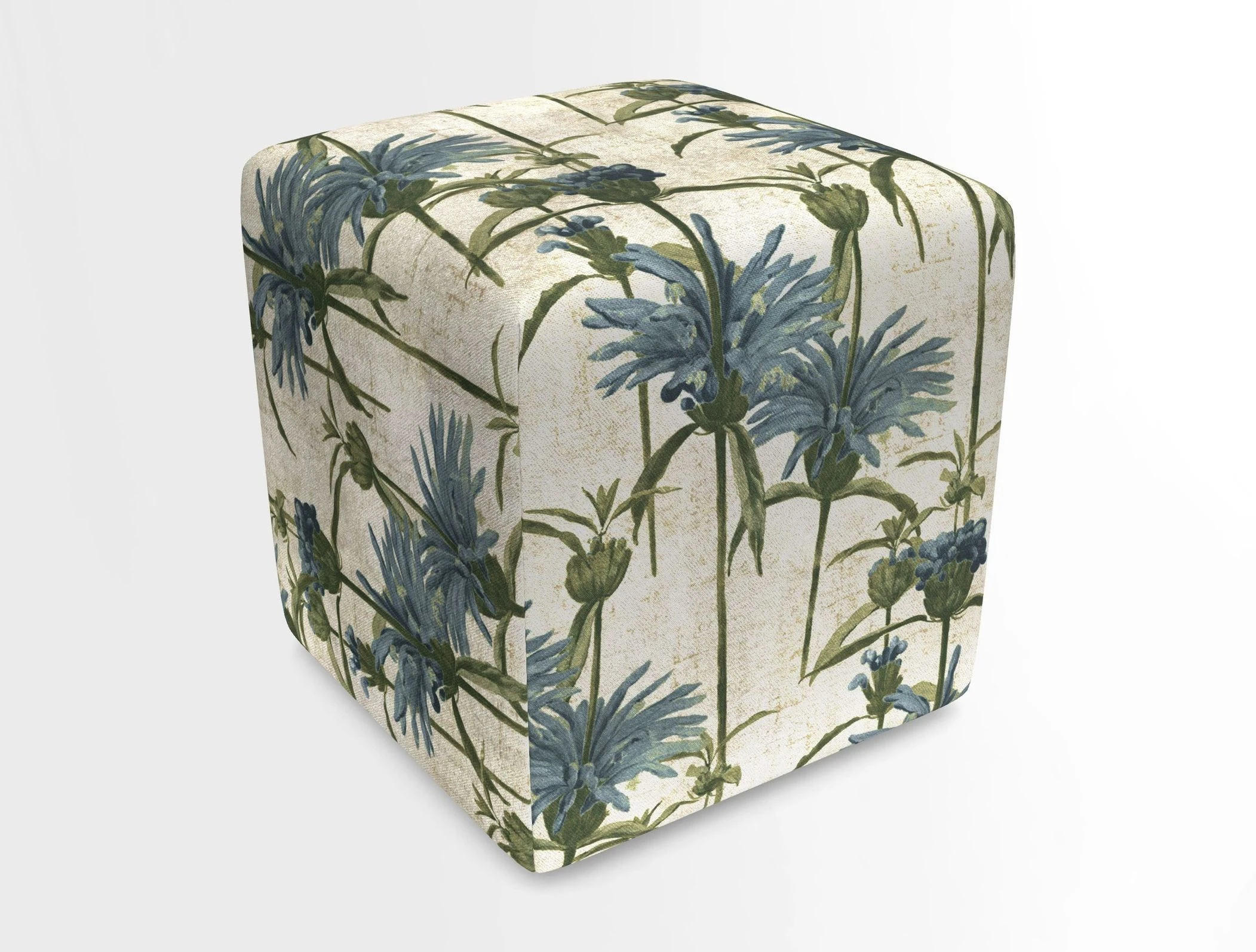 Cube Footstool in Peruvian homespun fabric