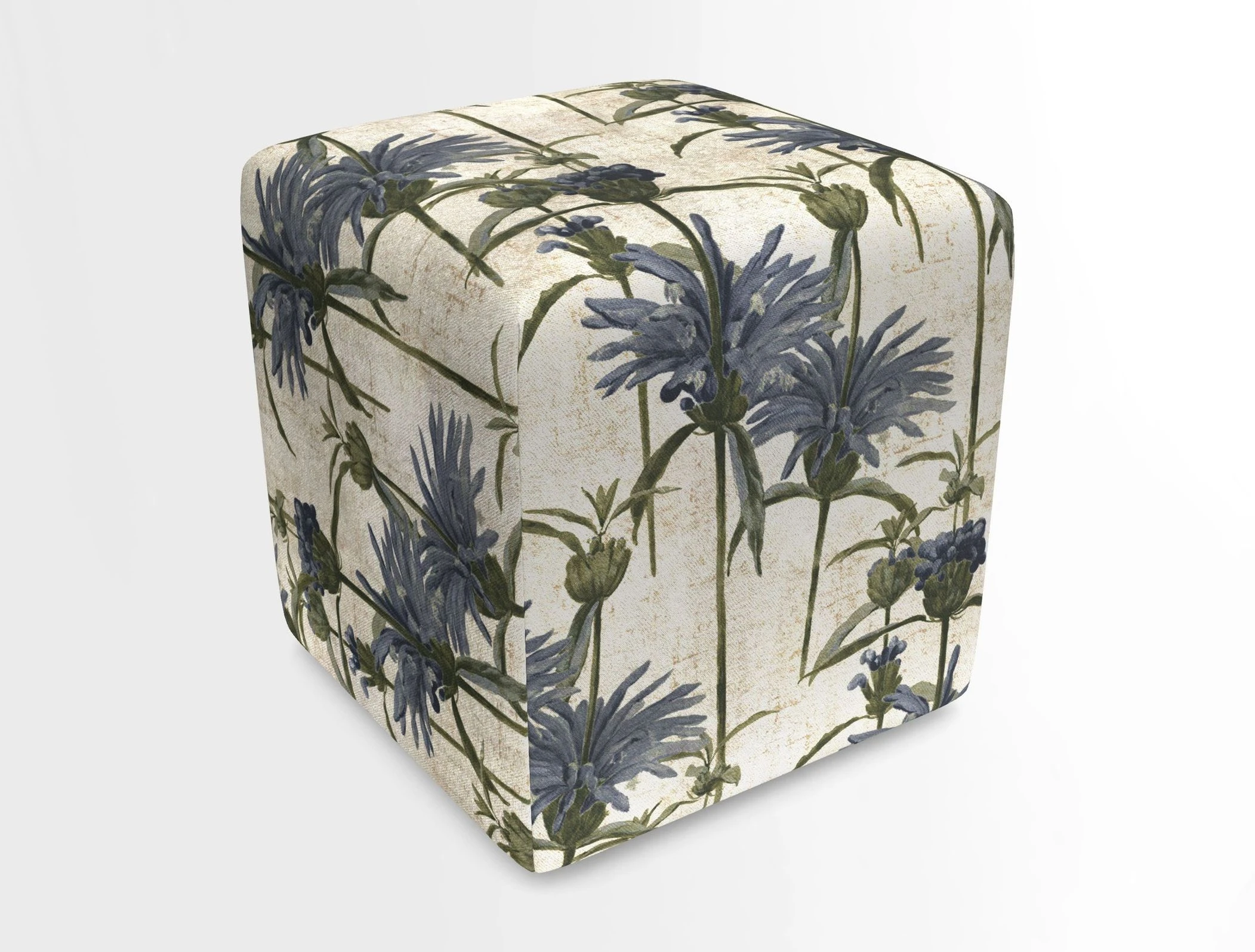 Cube Footstool in Peruvian homespun fabric