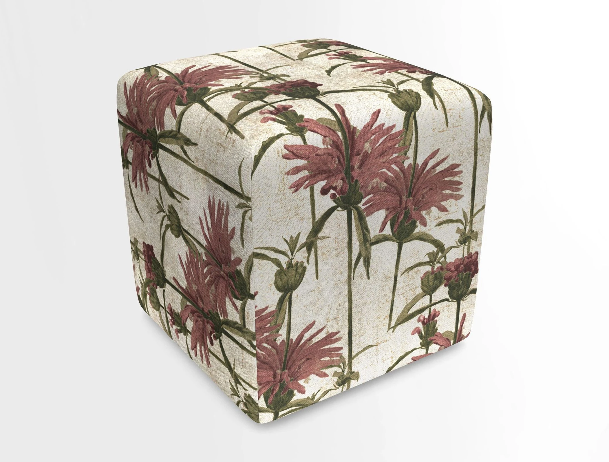 Cube Footstool in Peruvian homespun fabric