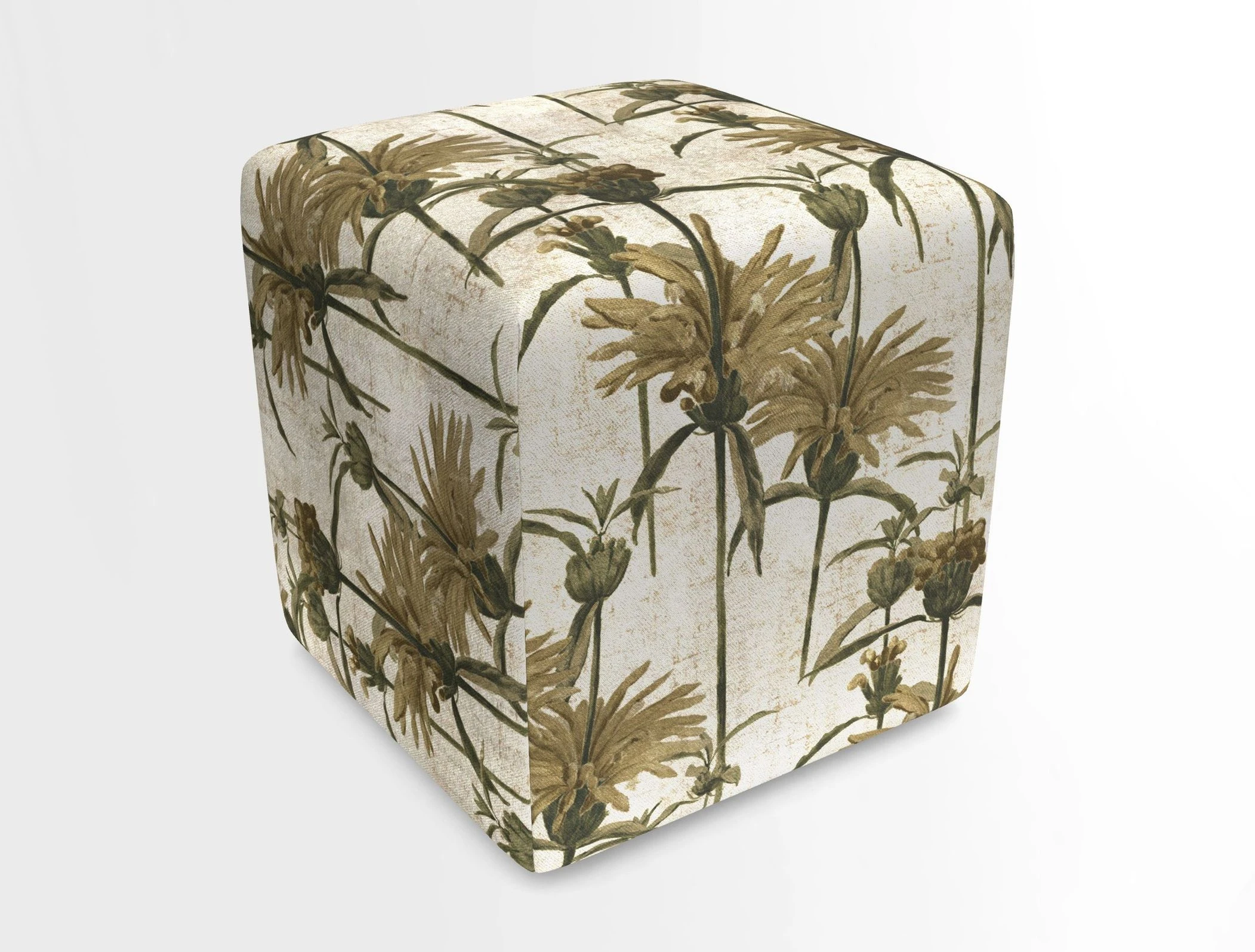Cube Footstool in Peruvian homespun fabric