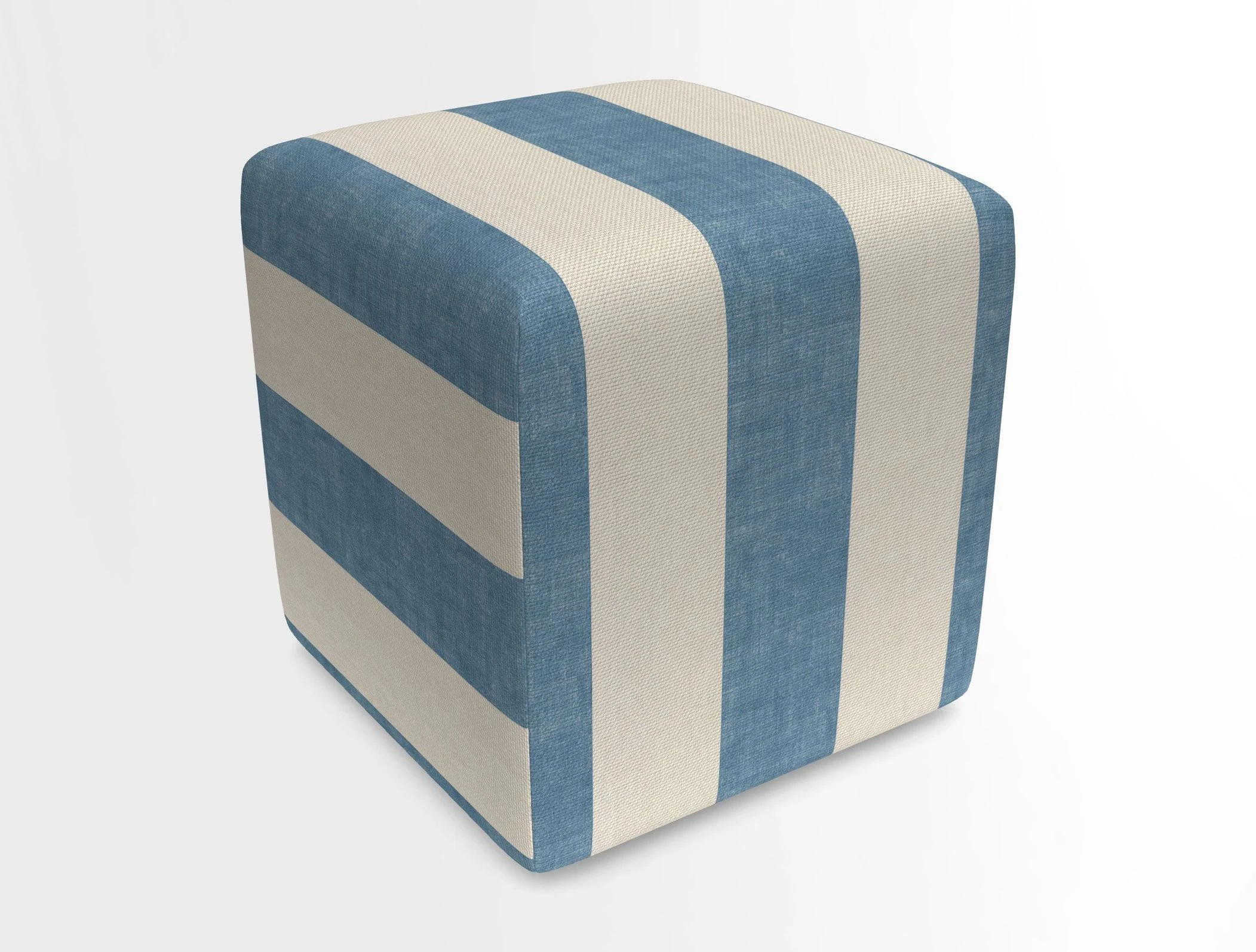 Cube Footstool in Peruvian homespun fabric