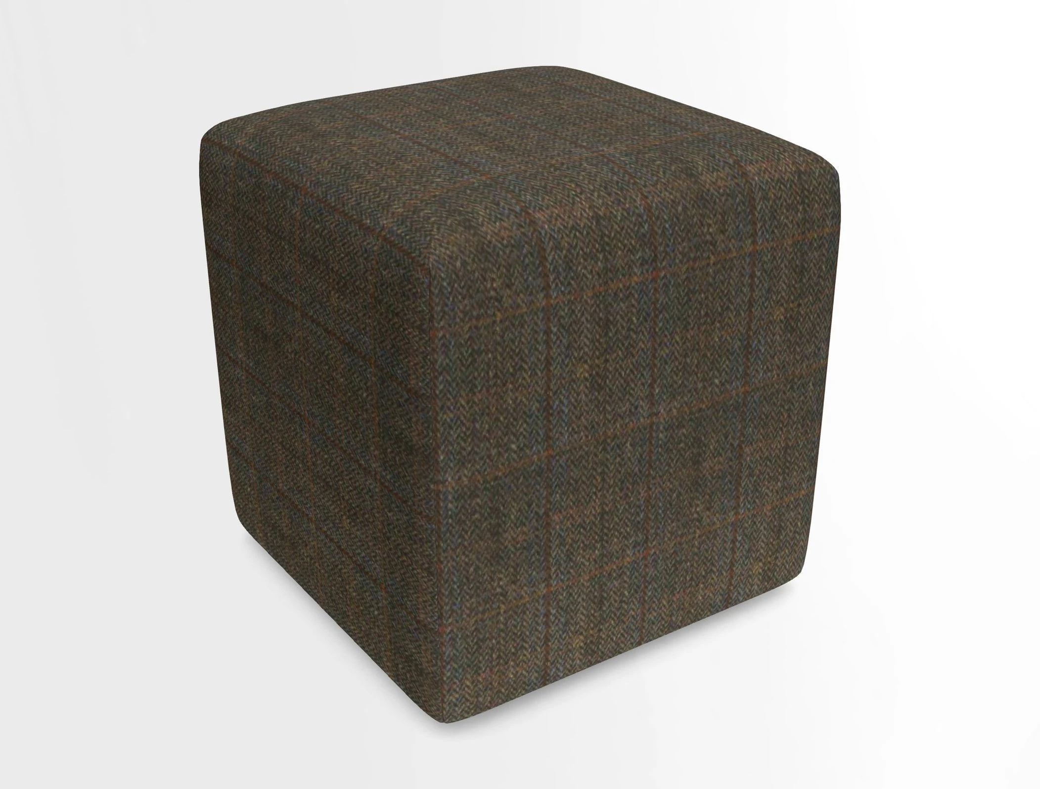 Cube Footstool in Peruvian homespun fabric