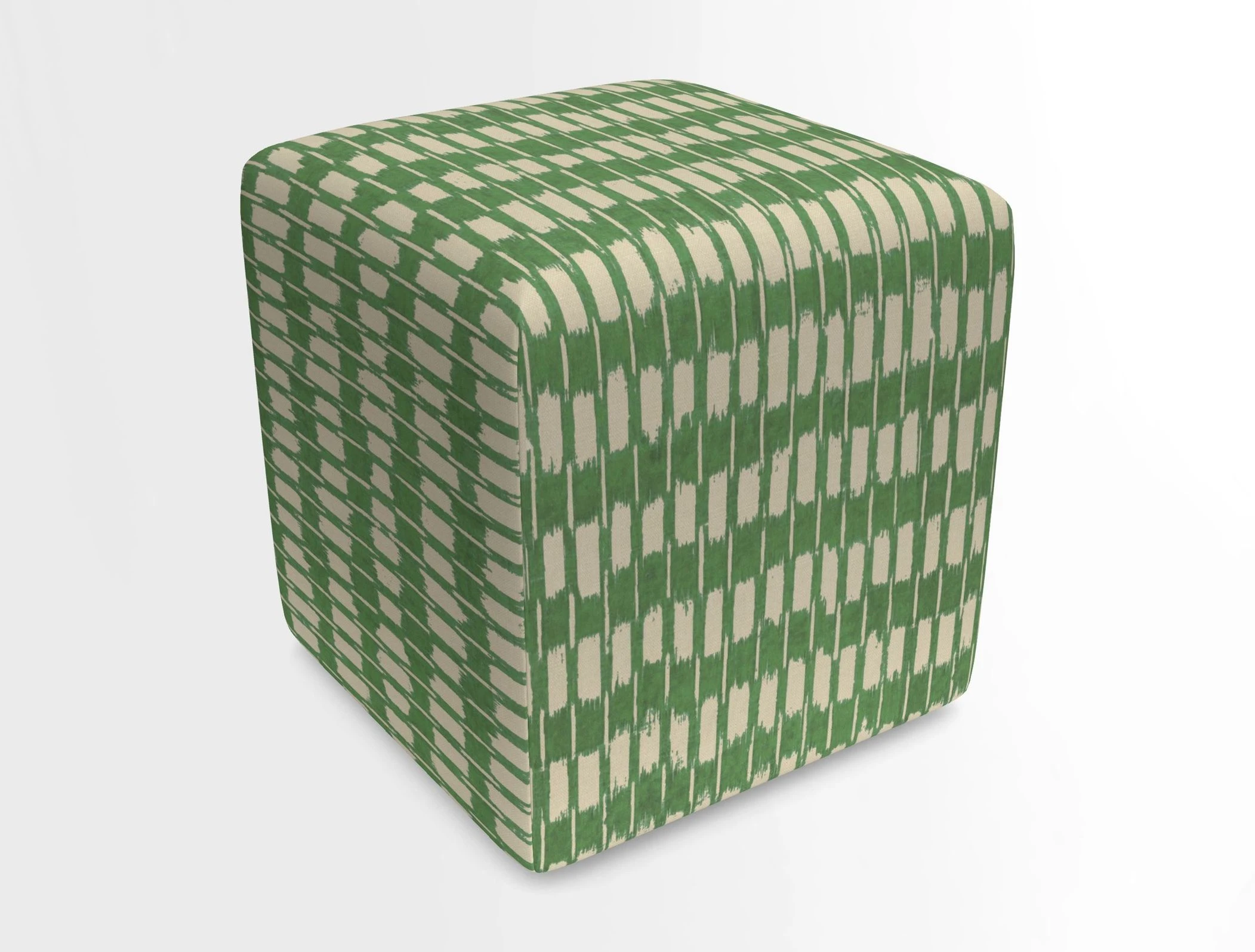 Cube Footstool in Peruvian homespun fabric