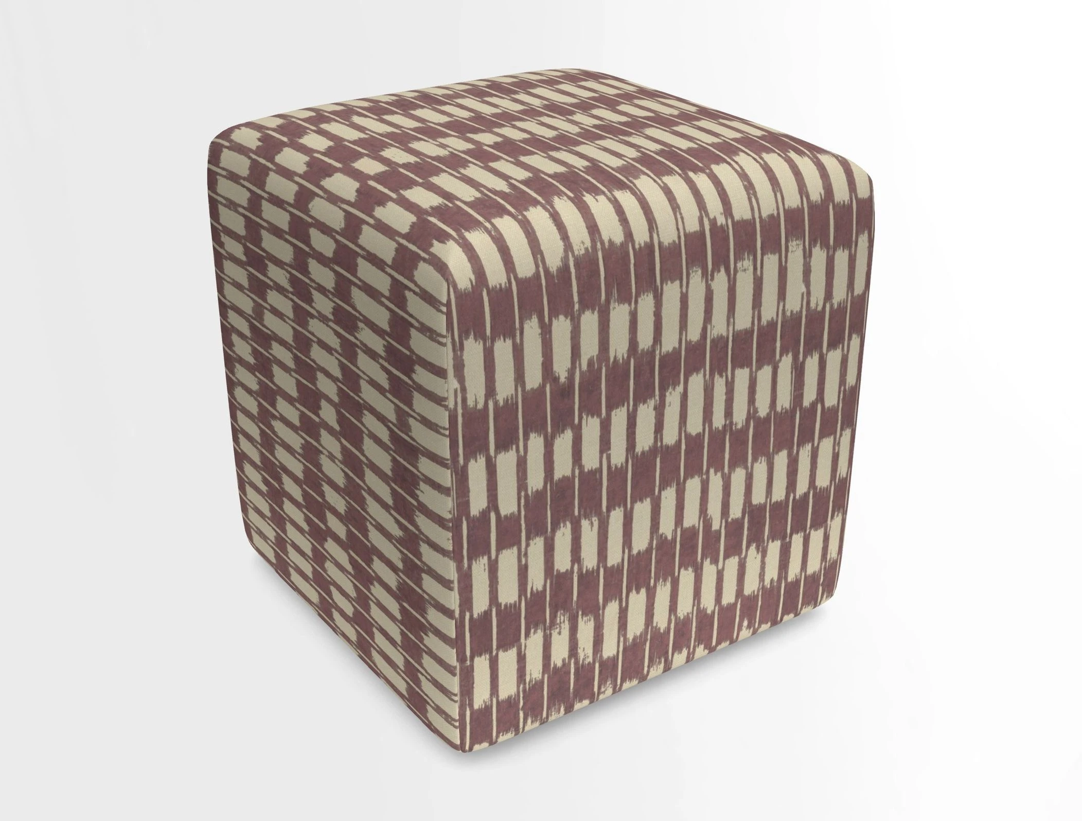 Cube Footstool in Peruvian homespun fabric