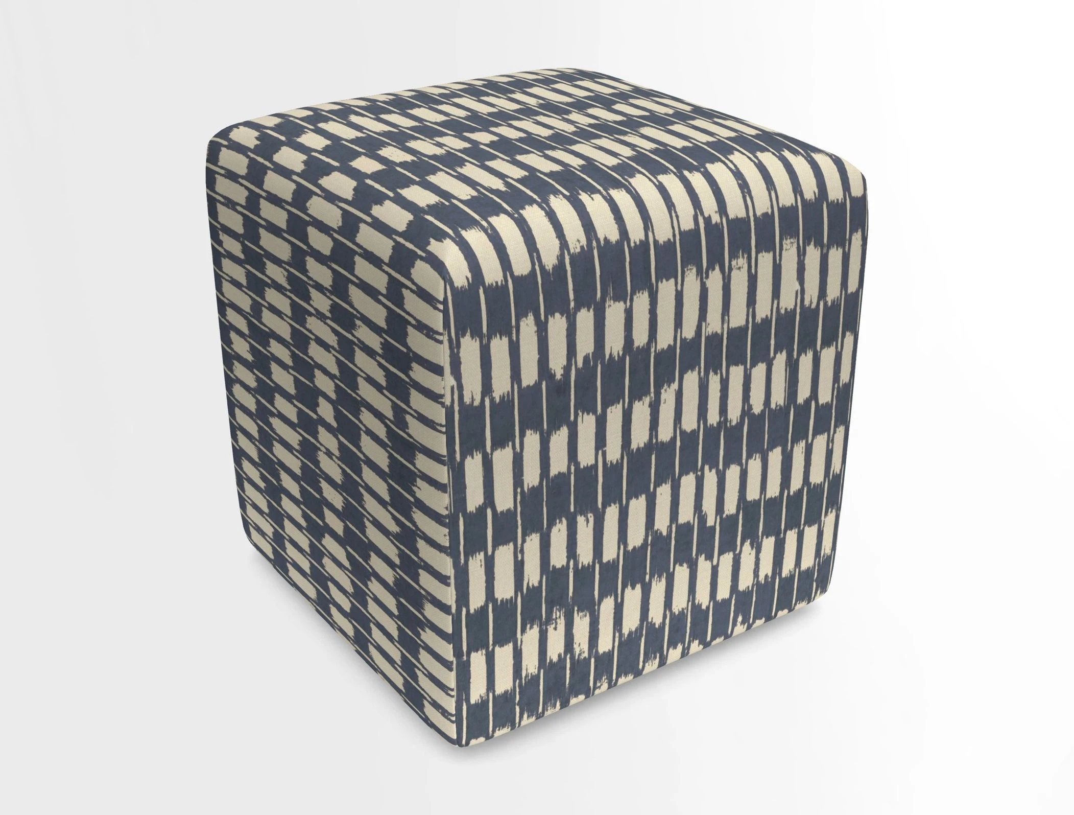 Cube Footstool in Peruvian homespun fabric