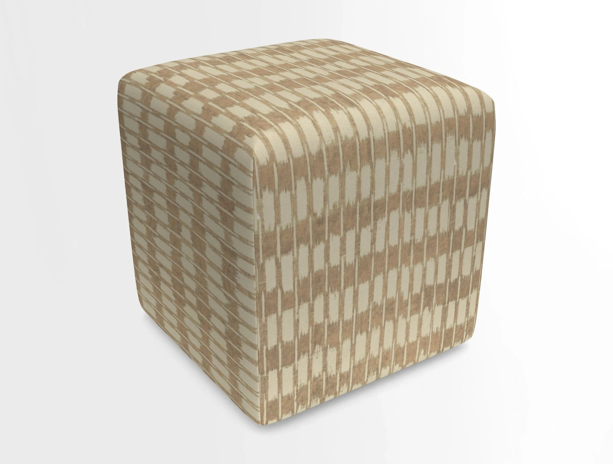 Cube Footstool in Peruvian homespun fabric