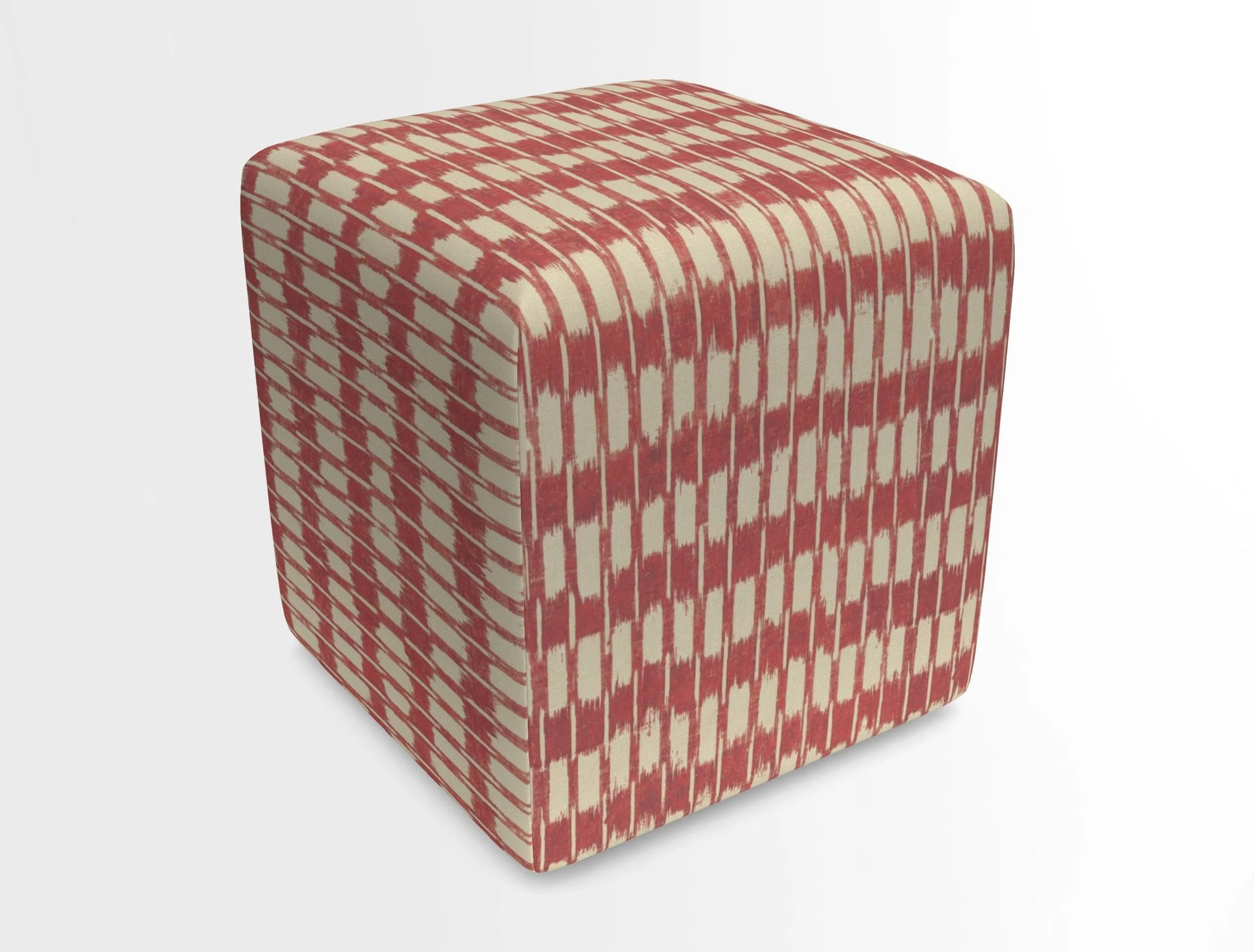 Cube Footstool in Peruvian homespun fabric