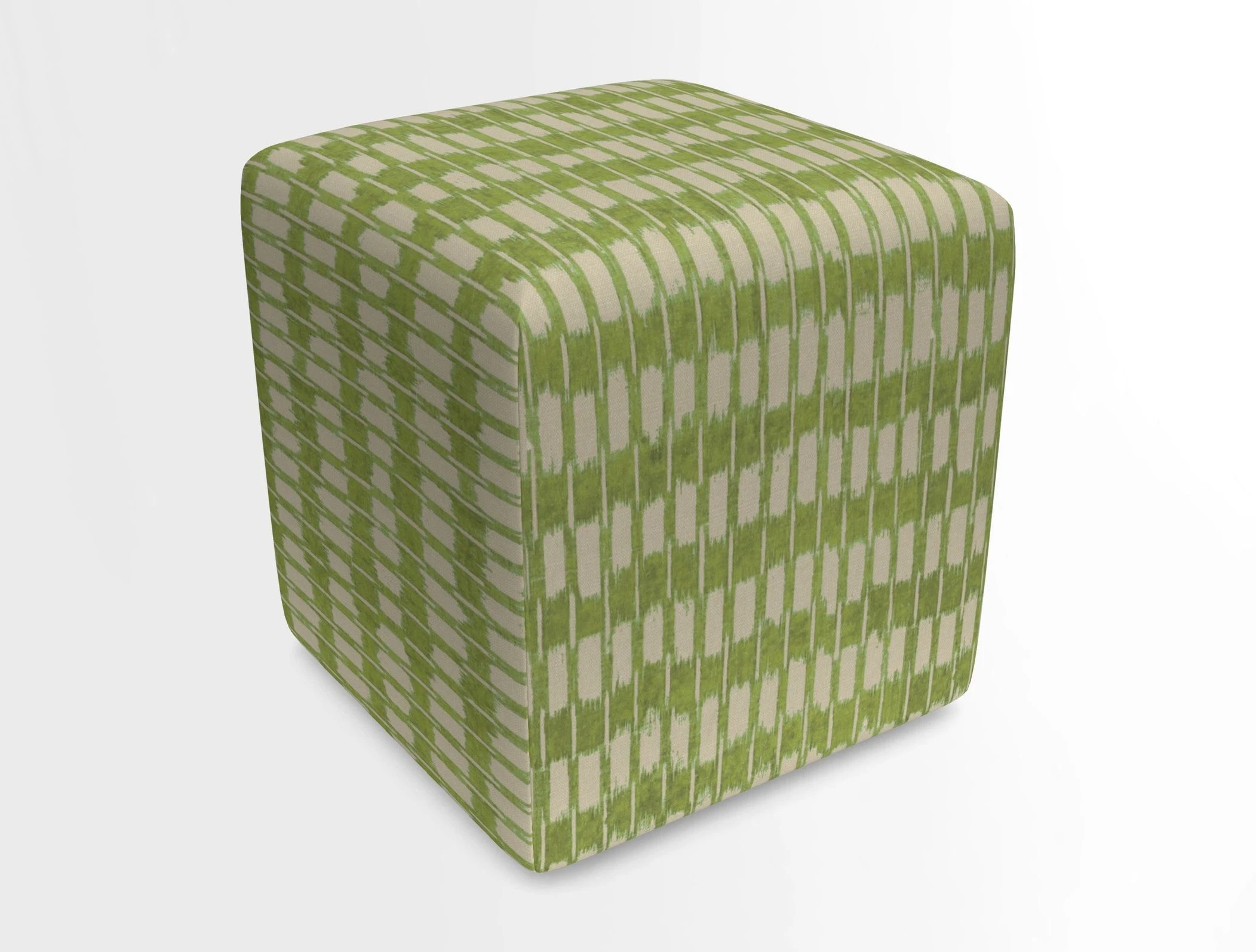 Cube Footstool in Peruvian homespun fabric