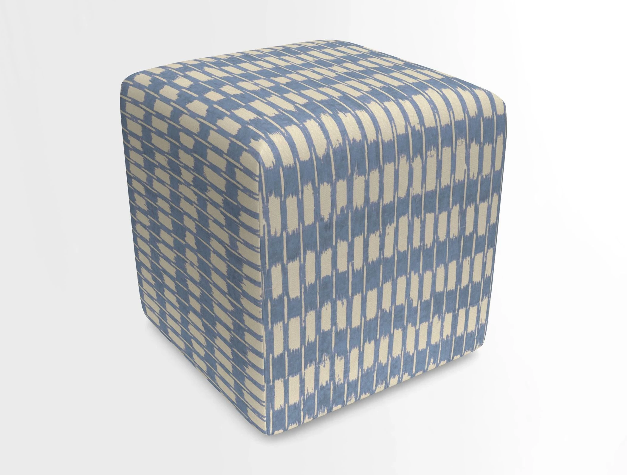 Cube Footstool in Peruvian homespun fabric